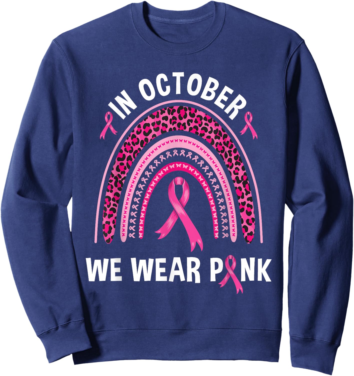 In October We Wear Pink Leopard Rainbow Sweatshirt - Sweatshirt | Navy