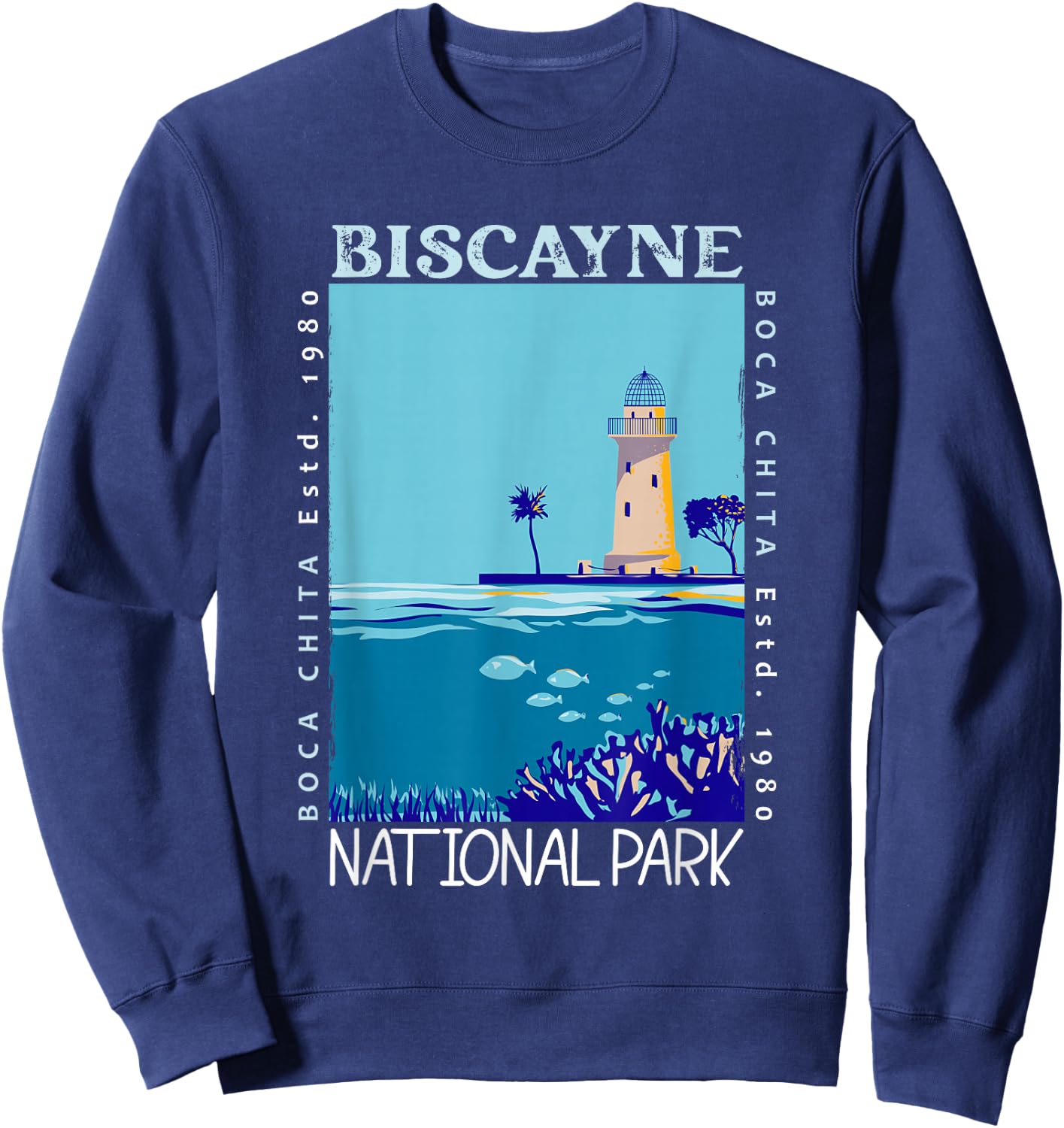 Biscayne National Park Boca Chita Key Distressed Vintage Sweatshirt - Sweatshirt | Navy
