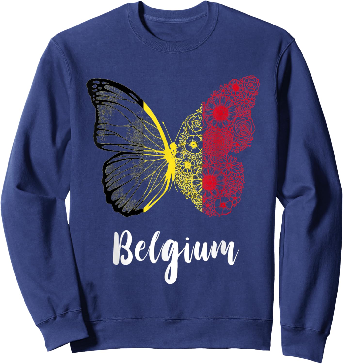 Belgium Butterfly Belgie Belgique Belgian Pride Belgium Flag Sweatshirt - Sweatshirt | Navy