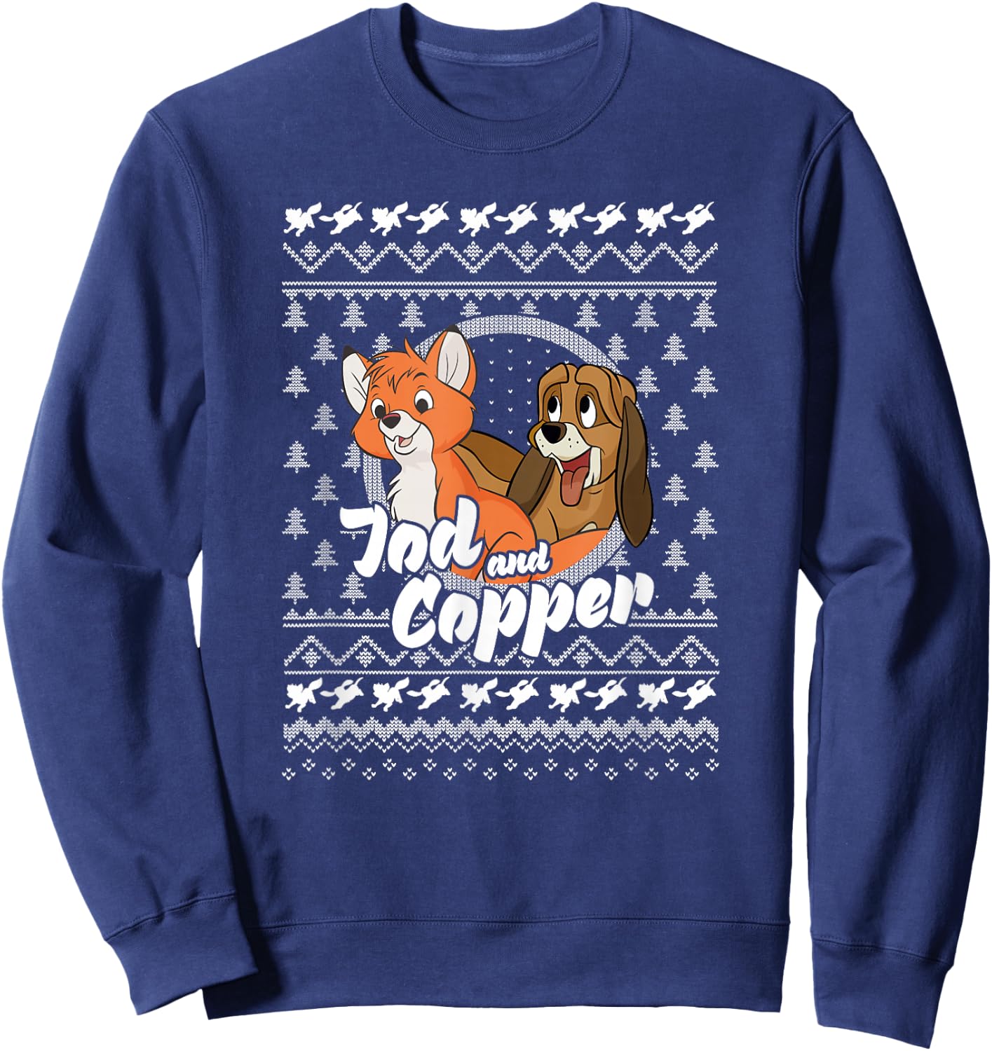 Disney The Fox and The Hound Christmas Tod and Copper Logo Sweatshirt - Sweatshirt | Navy