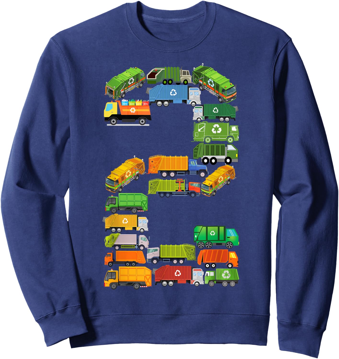 Toddler Garbage Truck Themed 2nd Birthday 2 Year Old Boys Sweatshirt - Sweatshirt | Navy