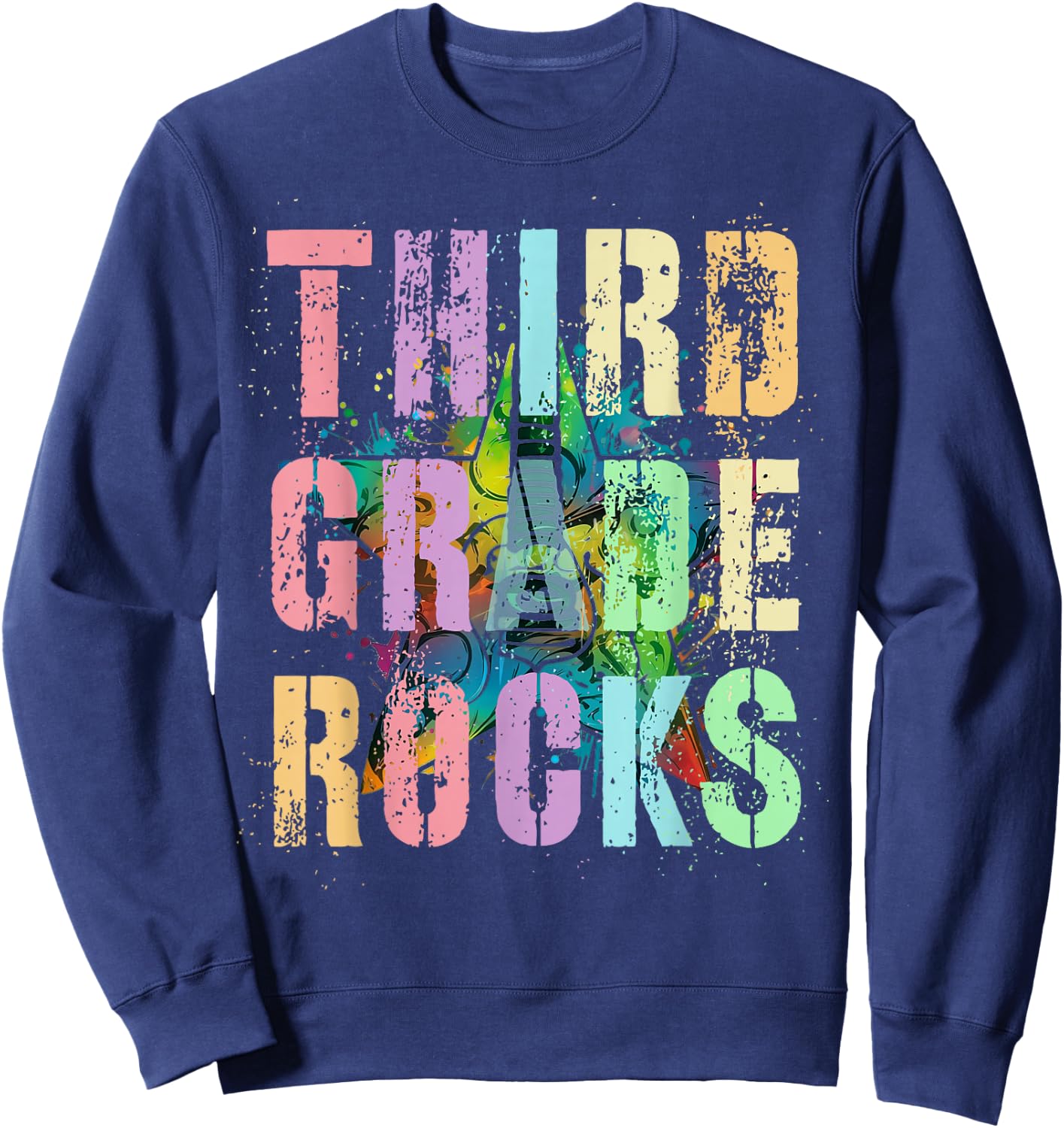 THIRD GRADE Rocks Teacher Kids Rockstar 3rd Gr Rocking Is My Sweatshirt - Sweatshirt | Navy