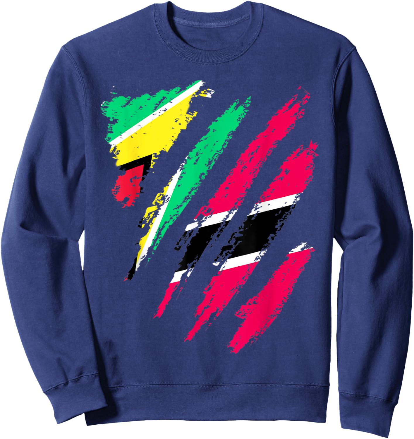 Guyana Flag Trinidad&Tobago Grown Patriot Country Stripes Sweatshirt - Sweatshirt | Navy