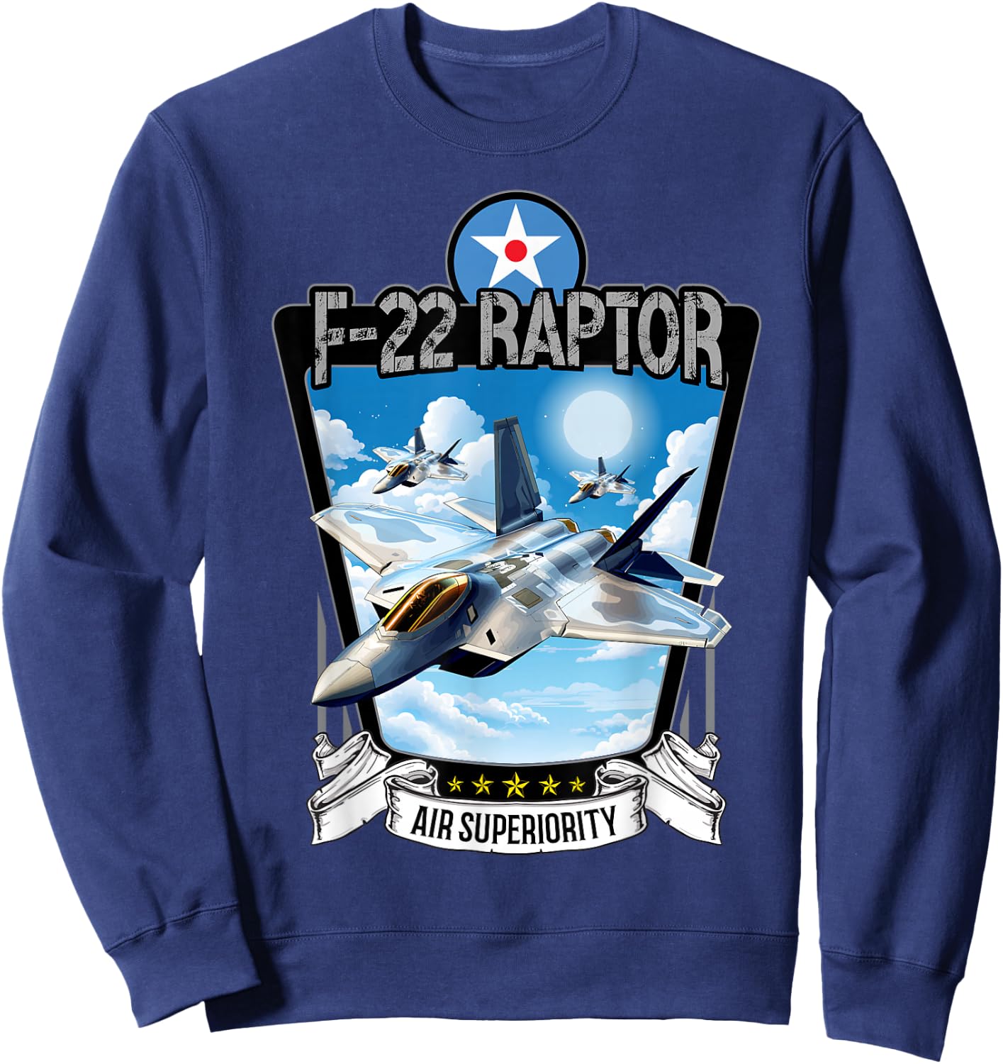 American Aircraft Stealth Fighter F22 Raptor Sweatshirt - Sweatshirt | Navy