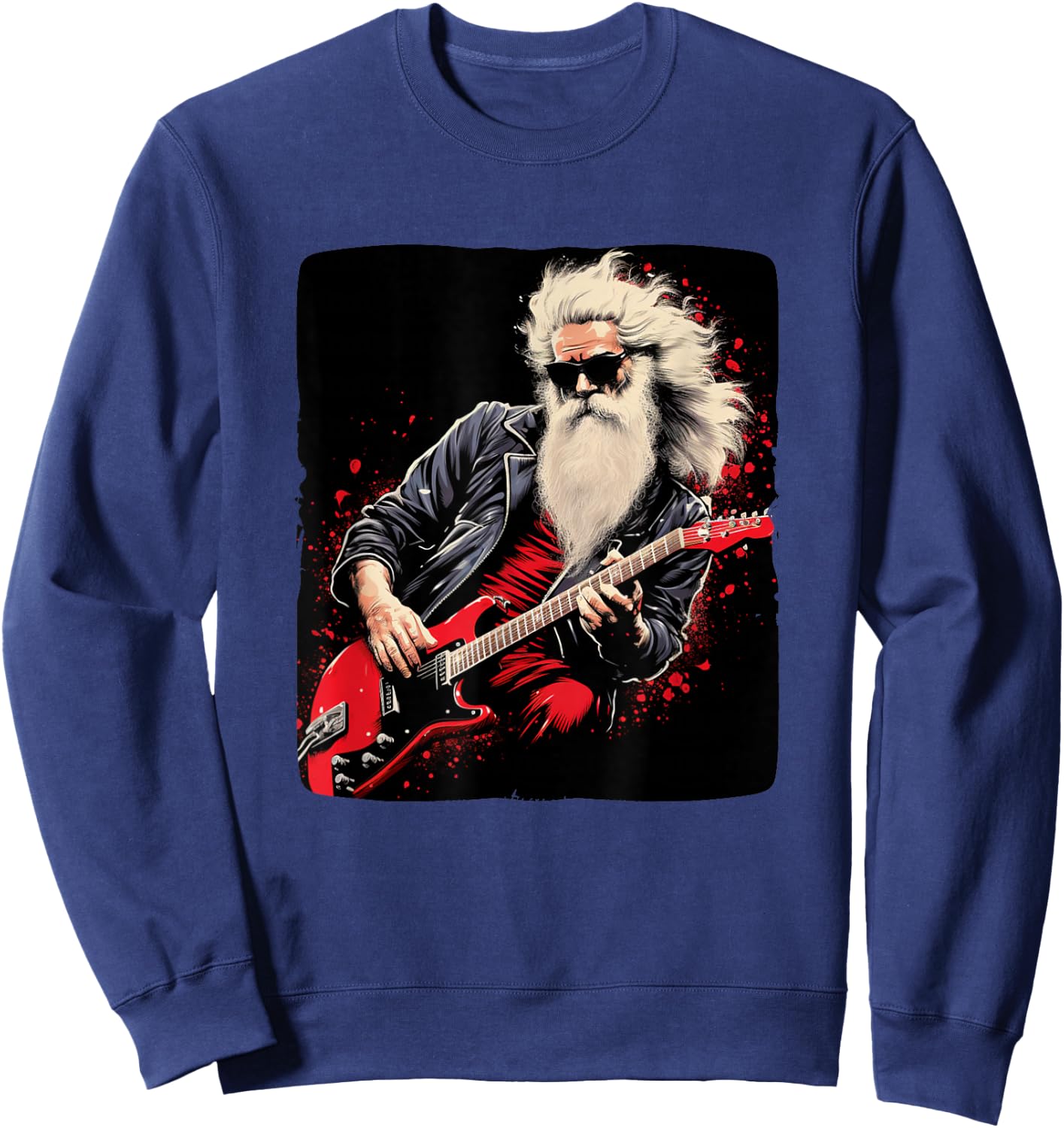 Rock'n Roll Santa Claus Costume for Christmas Eve Party Sweatshirt - Sweatshirt | Navy