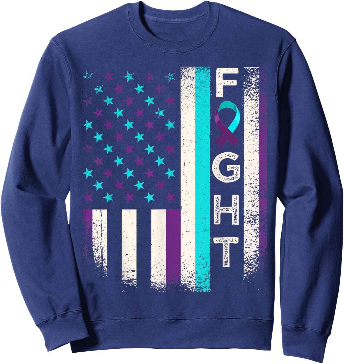 Suicide Prevention Awareness Month US American Flag Fight Sweatshirt - Sweatshirt | Navy