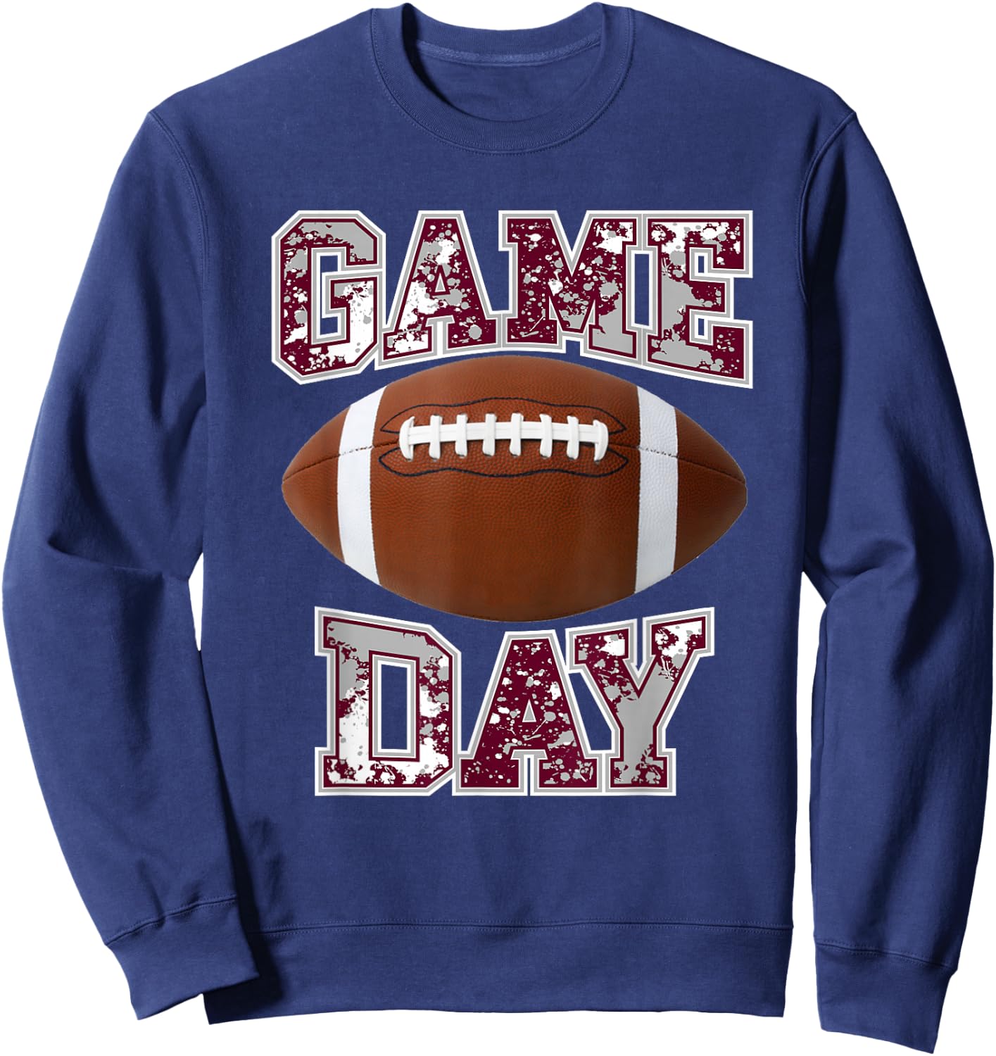 Game Day Football Maroon Gray White Sweatshirt - Sweatshirt | Navy