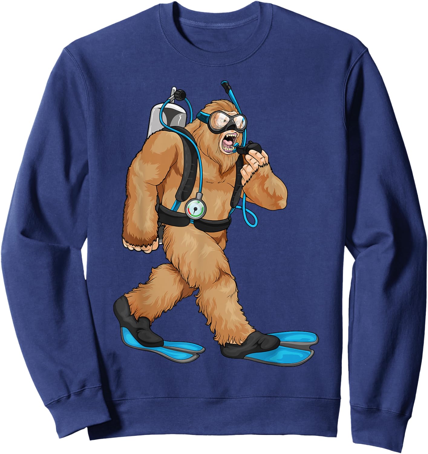 Bigfoot Scuba Diving Sasquatch Snorkeling Diver Swimming Sweatshirt - Sweatshirt | Navy