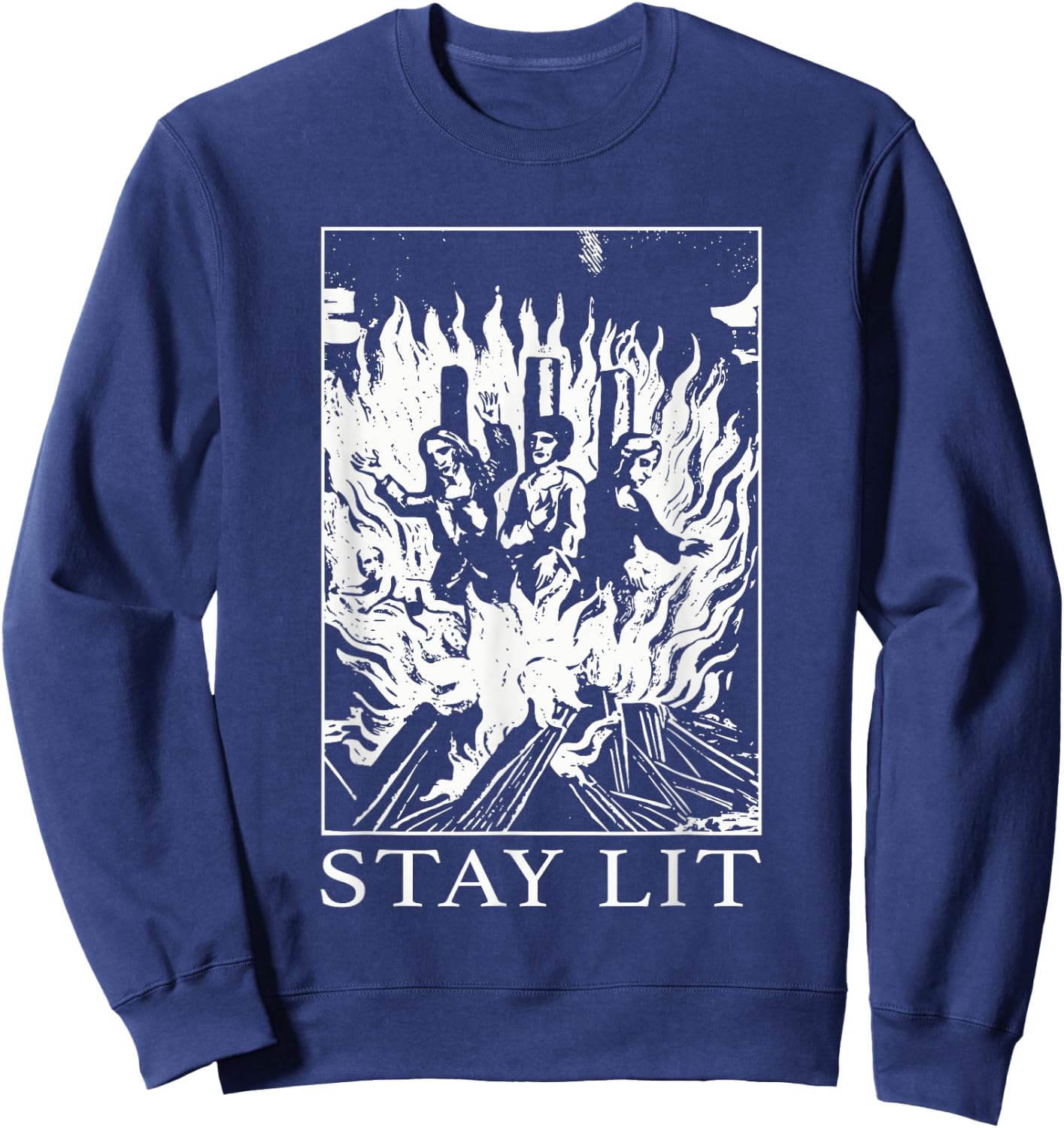 Occult Stay Lit Satan Devil Hell Unholy Antichrist Witch Sweatshirt - Sweatshirt | Navy