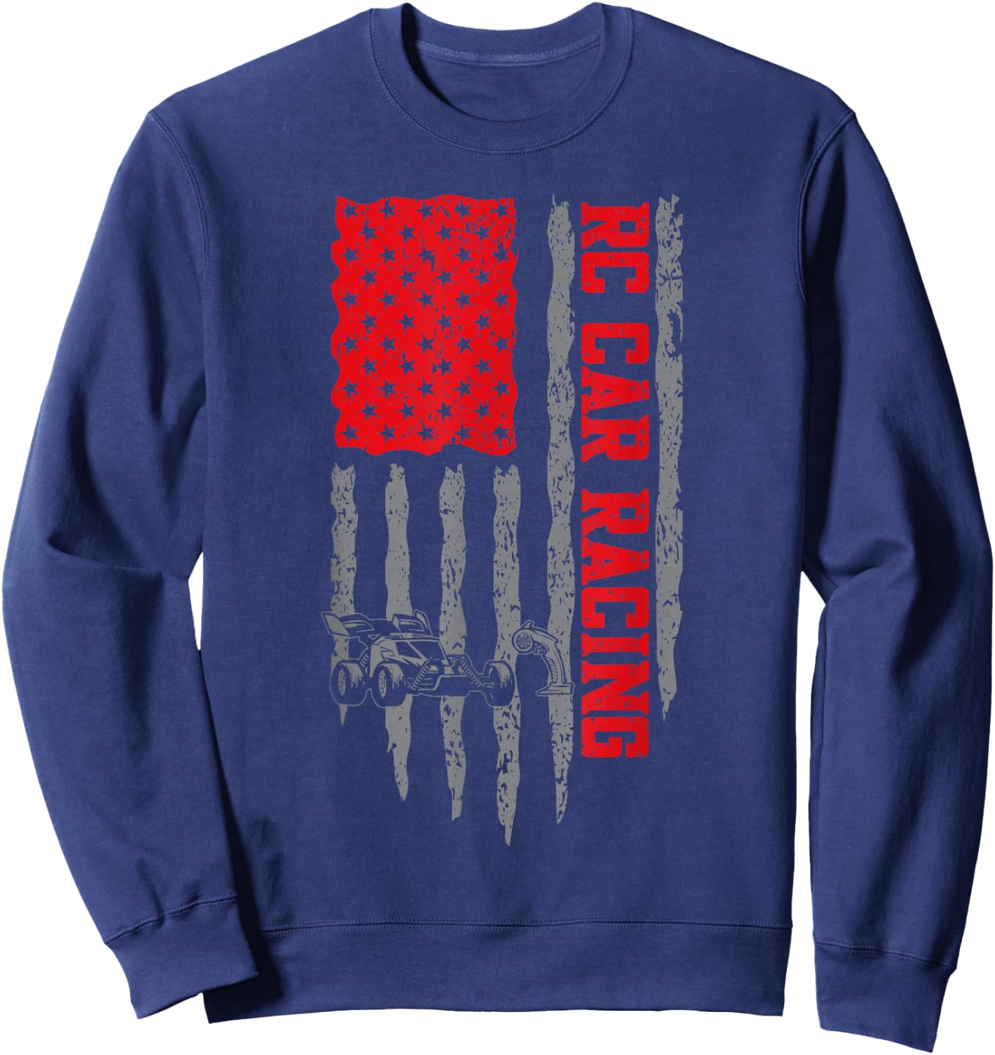 RC Cars RC Car Racing American Flag Radio Controlled Cars Sweatshirt - Sweatshirt | Navy