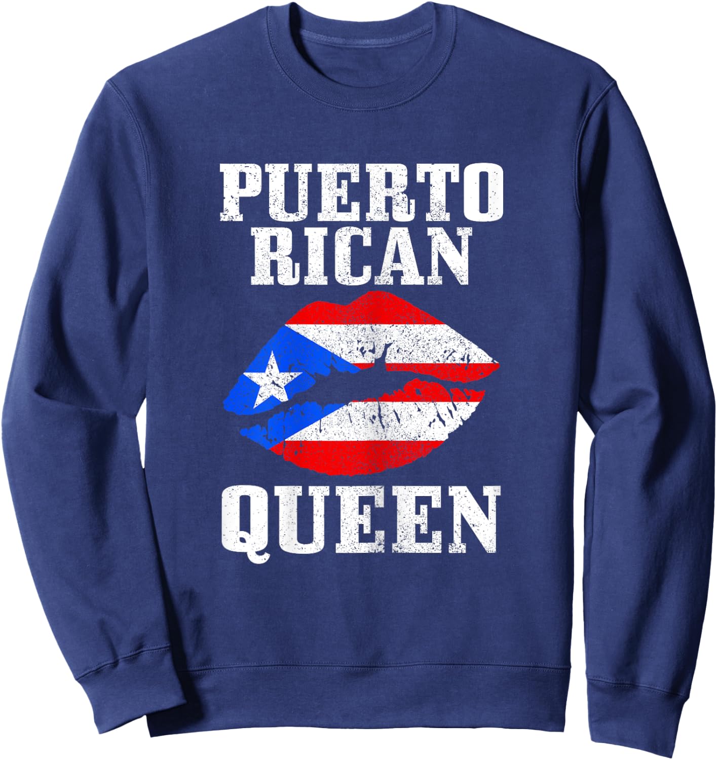 Puerto Rican Queen Puerto Rico Flag Pride Boricua Girls Sweatshirt - Sweatshirt | Navy