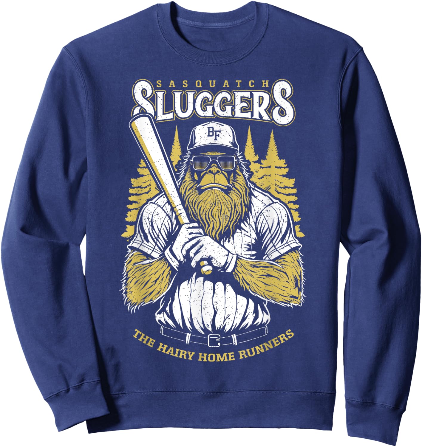 Bigfoot Baseball Player Coach Funny Cryptid Sasquatch Team Sweatshirt - Sweatshirt | Navy
