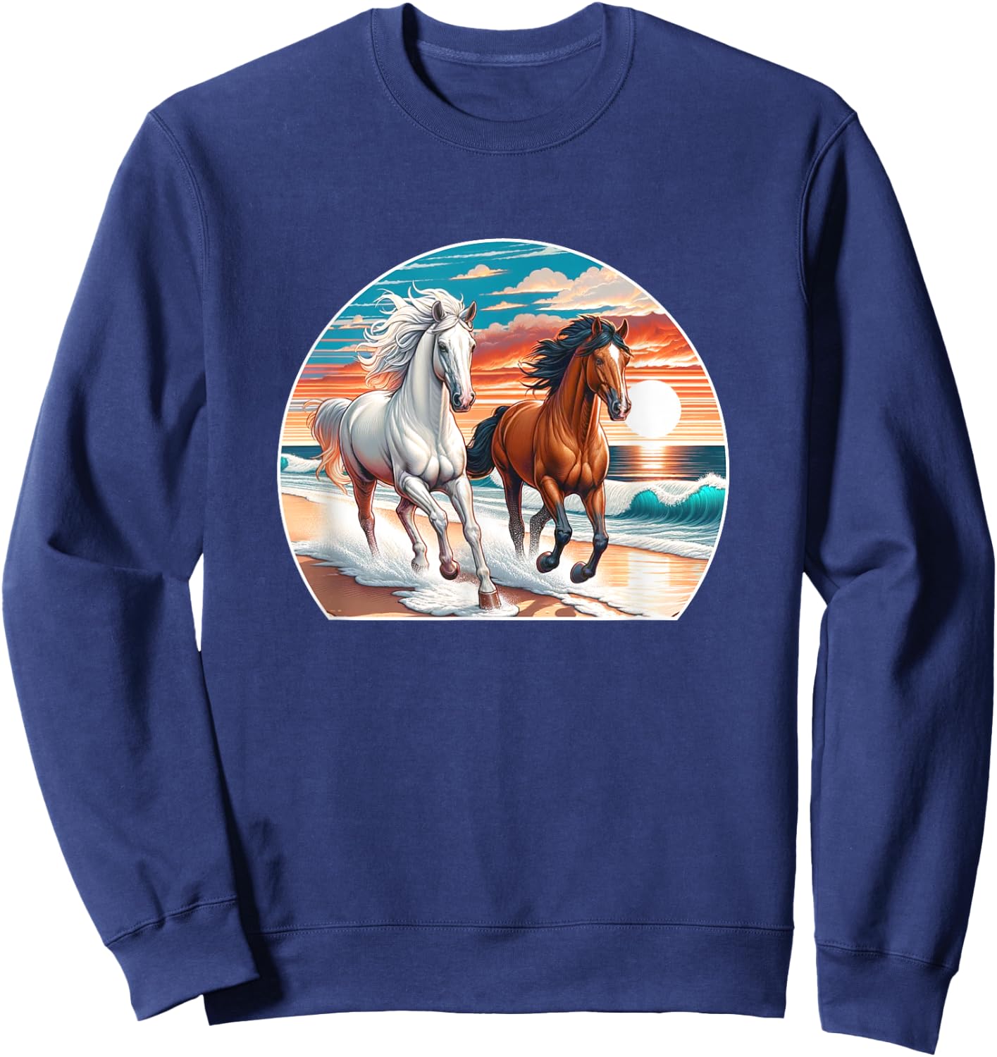 Horses Running On The Beach - Women Kids Sweatshirt - Sweatshirt | Navy