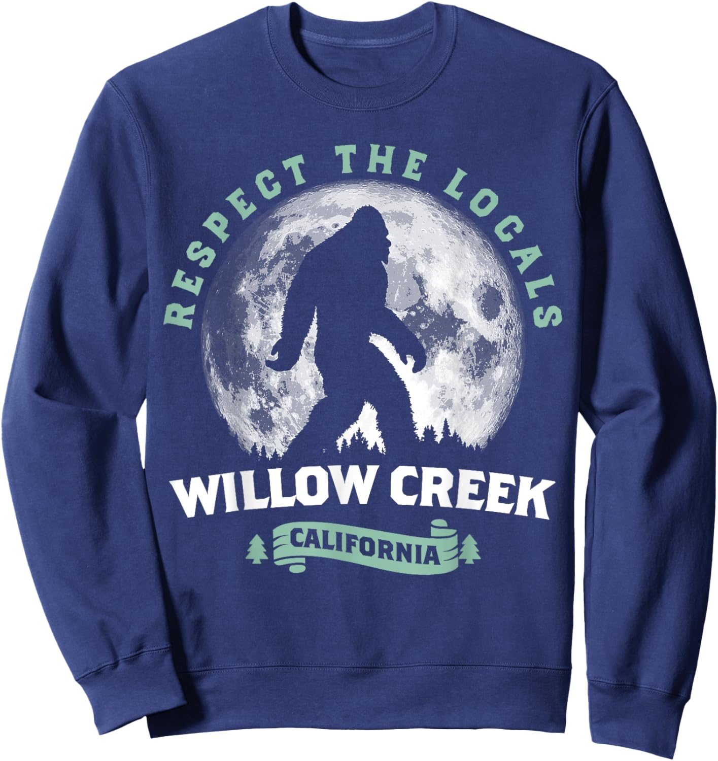 Willow Creek California Bigfoot Night Walk Retro Sweatshirt - Sweatshirt | Navy