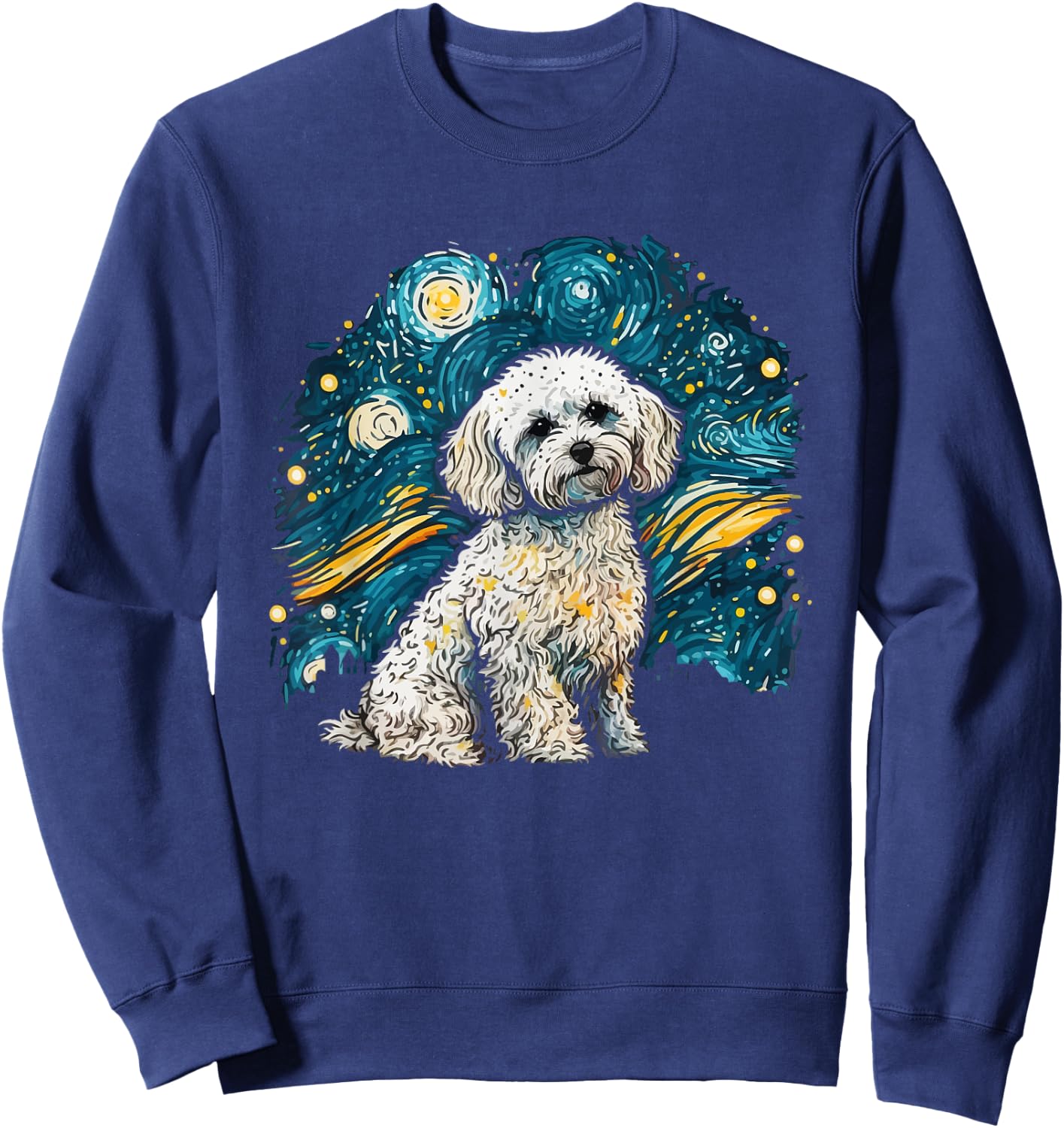 Maltipoo Starry Night Van Gogh Maltipoo Mom Dad Owner Sweatshirt - Sweatshirt | Navy