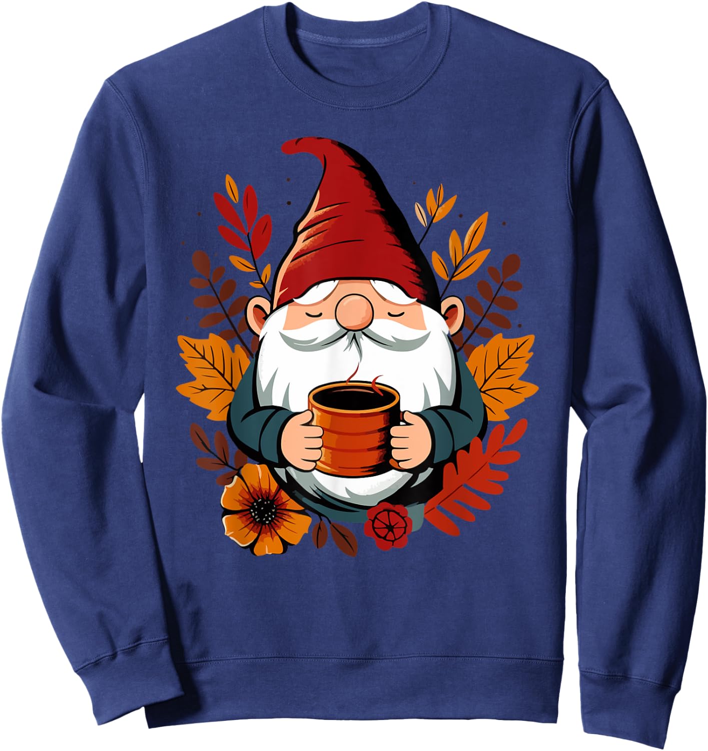 Fall Gnome with coffee cup Sweatshirt - Sweatshirt | Navy