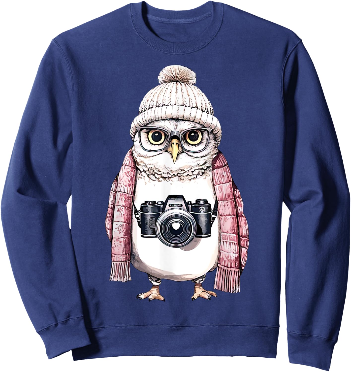 Cute Owl Photography Photographer Camera Men Women Sweatshirt - Sweatshirt | Navy