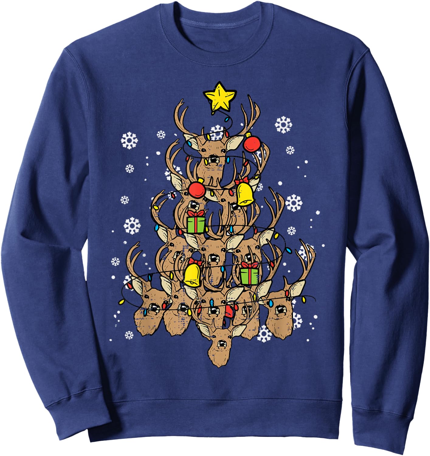 Deer Christmas Tree Xmas Hunting Hunt Men Dad Men Women Kids Sweatshirt - Sweatshirt | Navy
