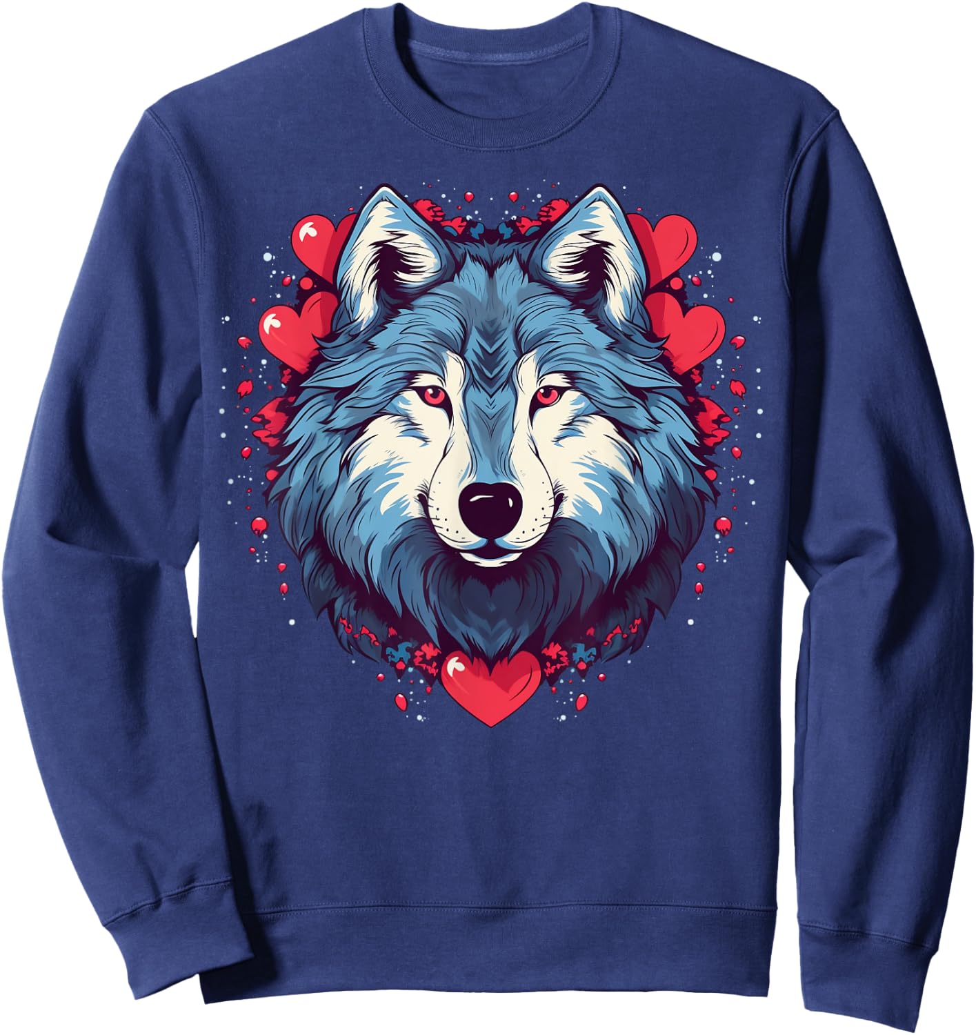 Wolf Love Heart for Valentines Day on Wolf Lover Sweatshirt - Sweatshirt | Navy