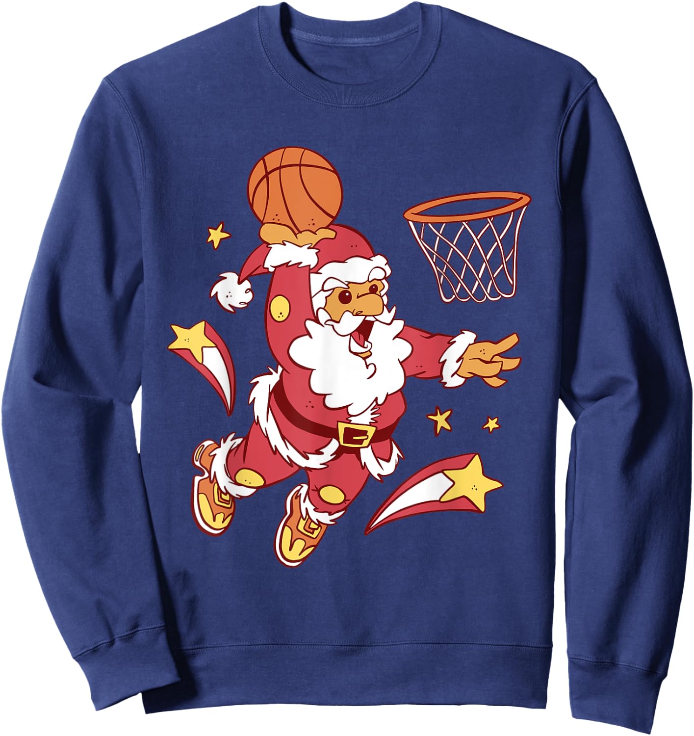 Funny Christmas Basketball Santa Dunk Xmas Men Women Kids Sweatshirt - Sweatshirt | Navy