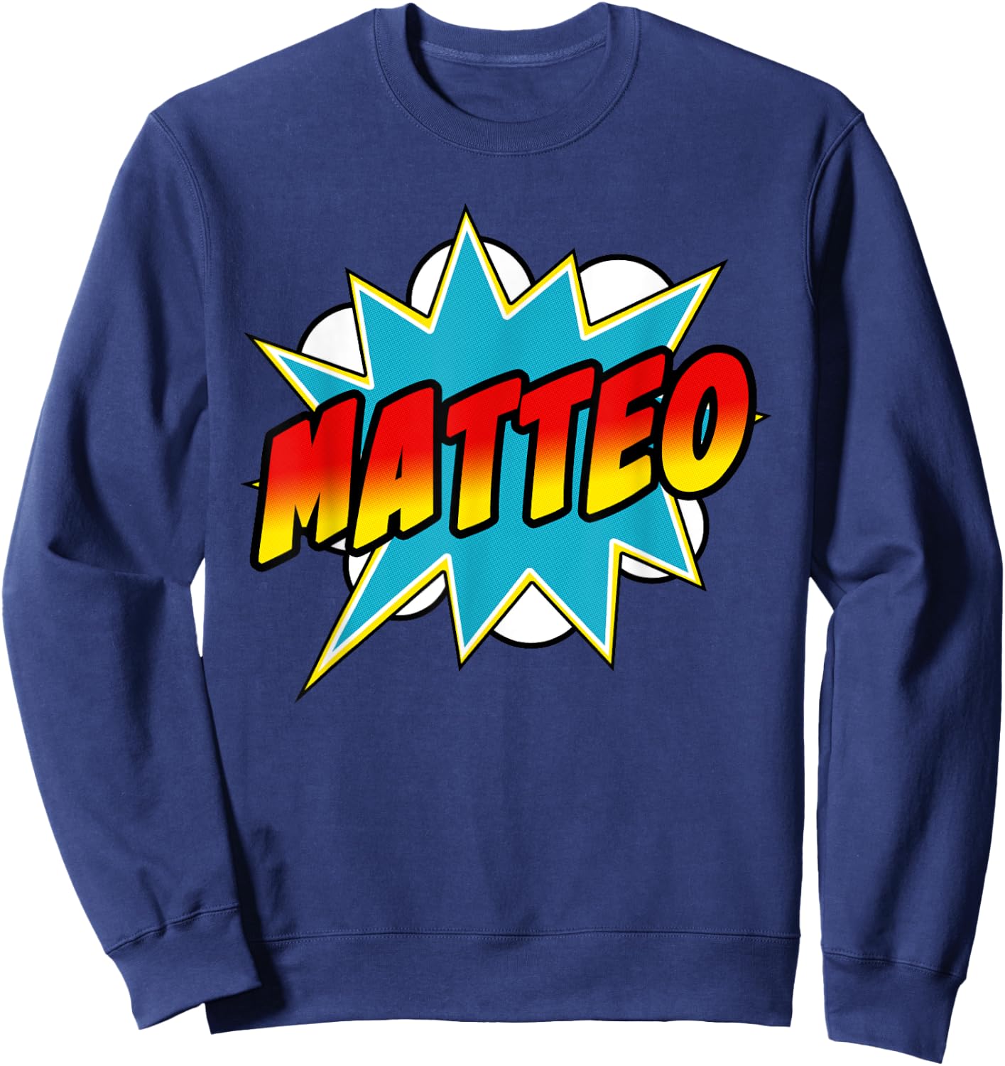Matteo Name Superhero Retro Comic Sweatshirt - Sweatshirt | Navy