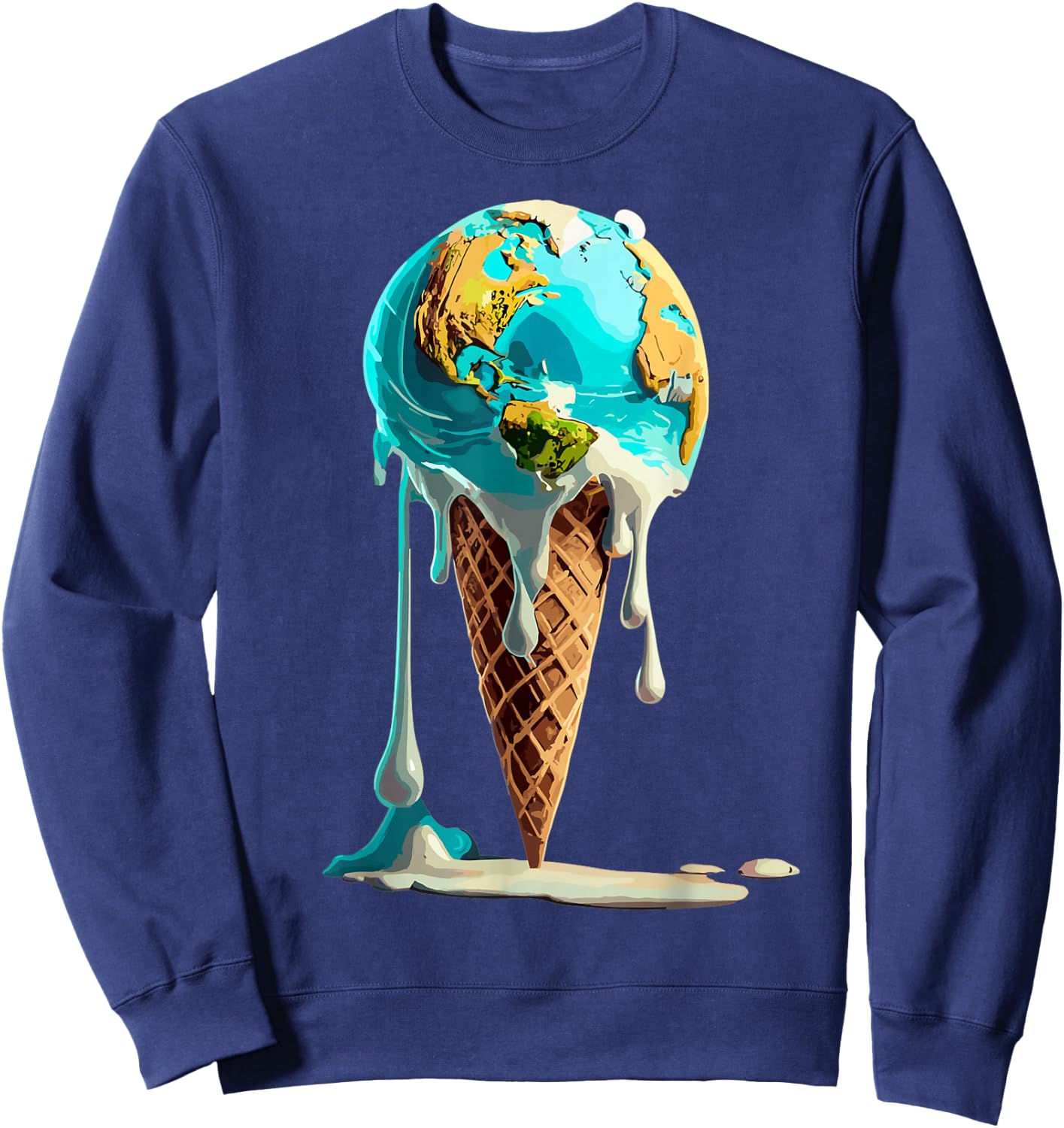 Climate Change Global Warming Melting Earth Day Ice Cream Women Kids Sweatshirt - Sweatshirt | Navy