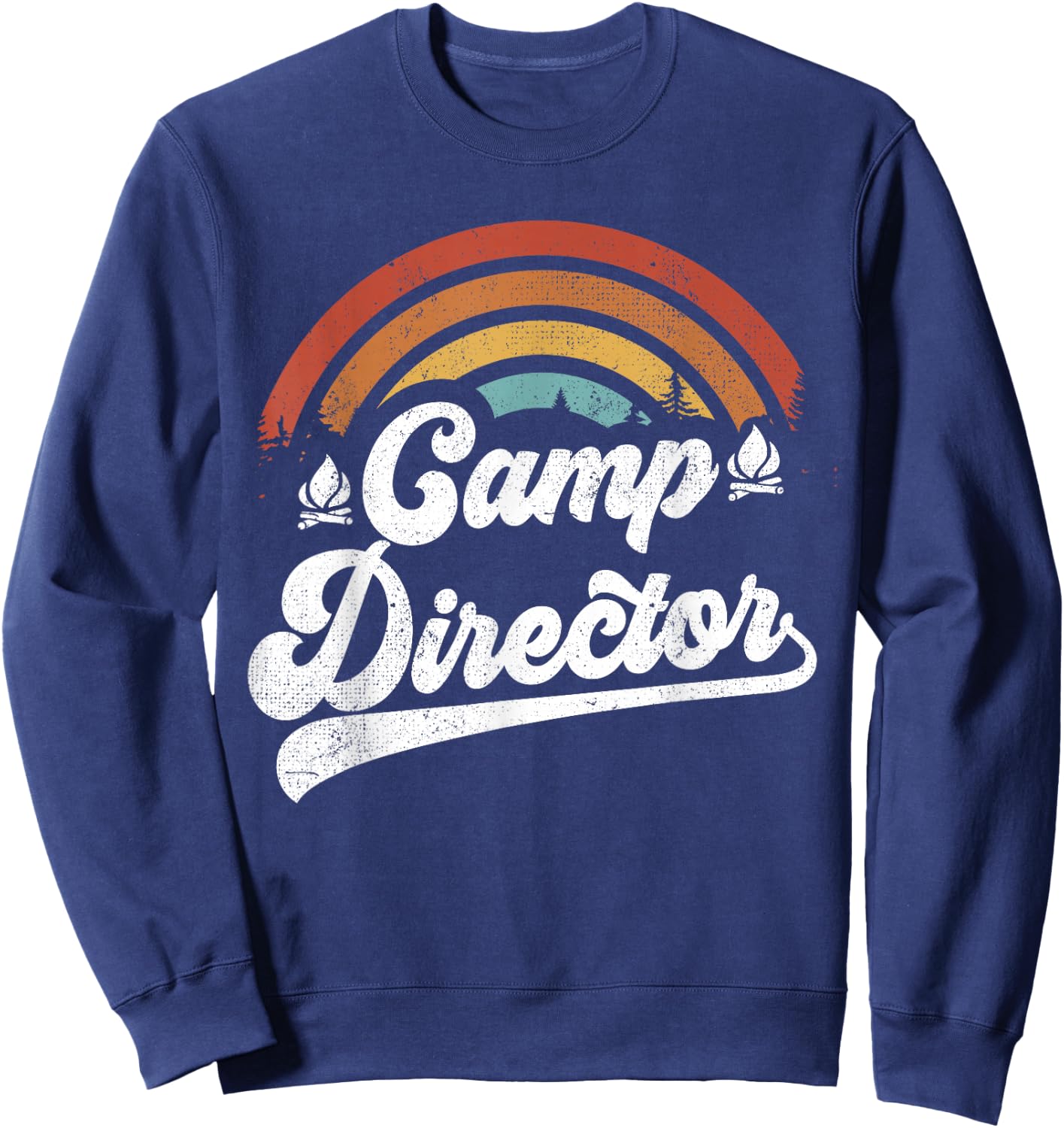 Summer Camp Director Staff Groovy Rainbow Camp Counselor Sweatshirt - Sweatshirt | Navy