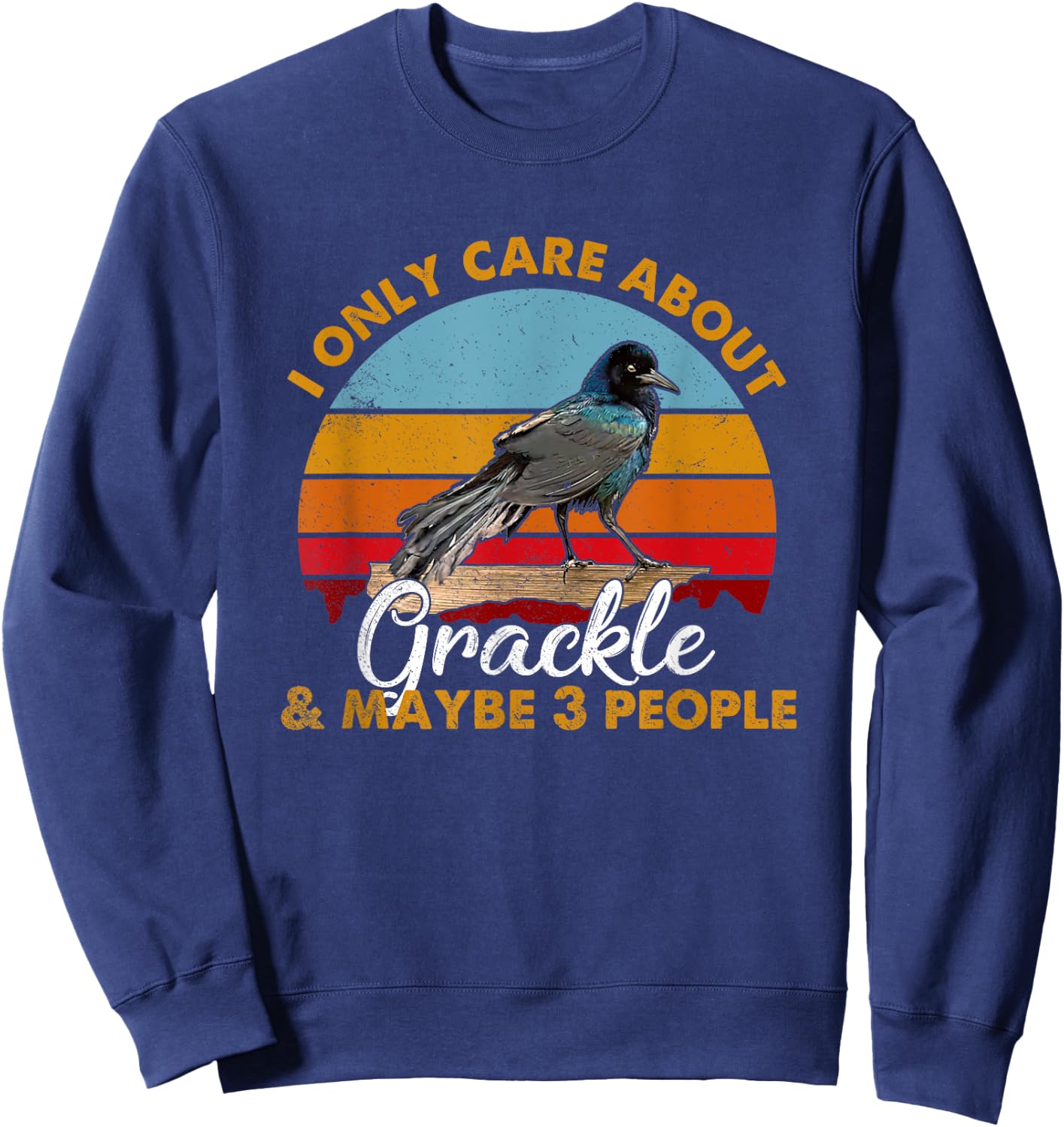Retro Style Sunset Grackle Sweatshirt - Sweatshirt | Navy