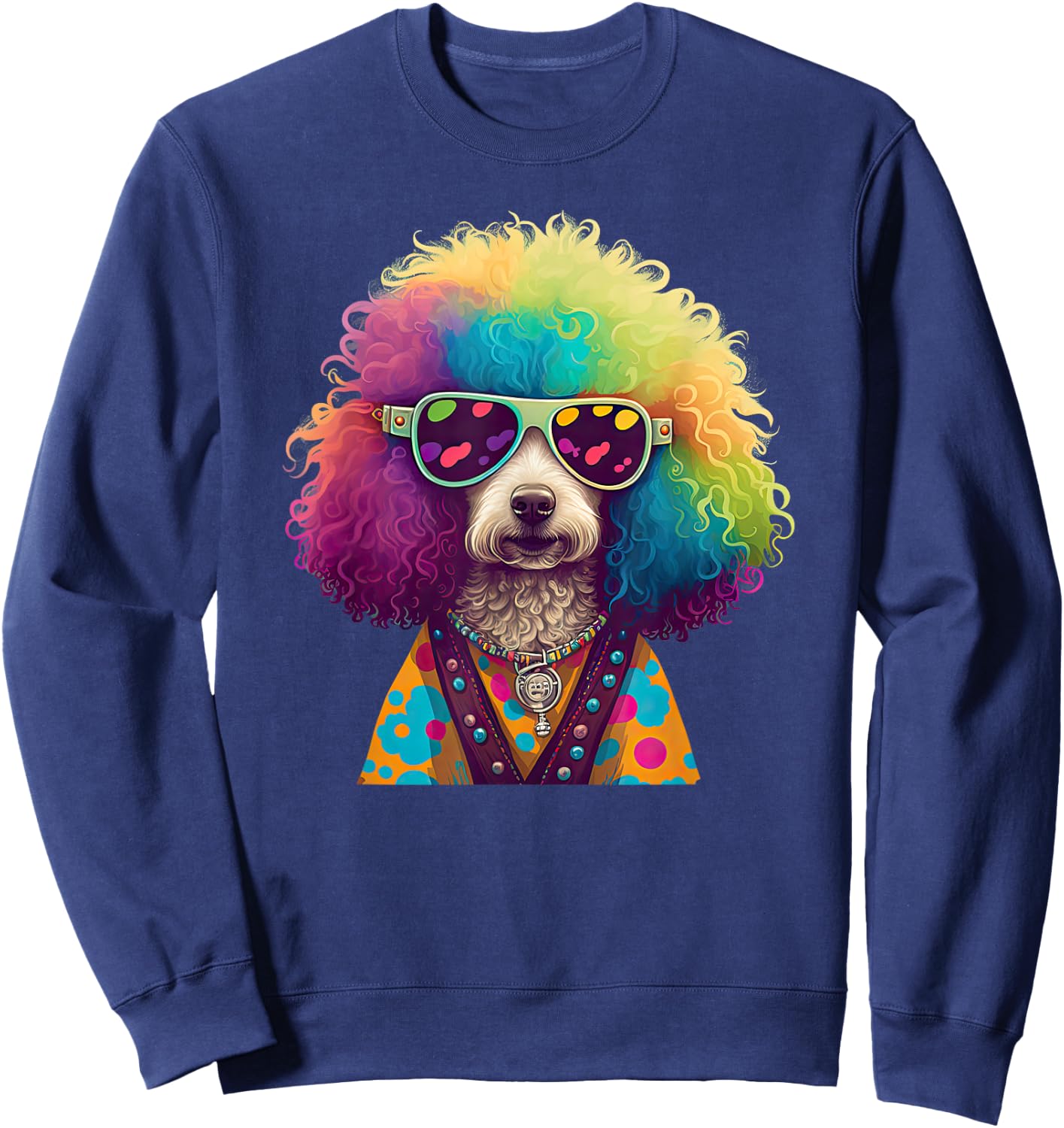Funny Poodle Dog Miniature Poodle Toy Poodle Hippie Women Kids Sweatshirt - Sweatshirt | Navy