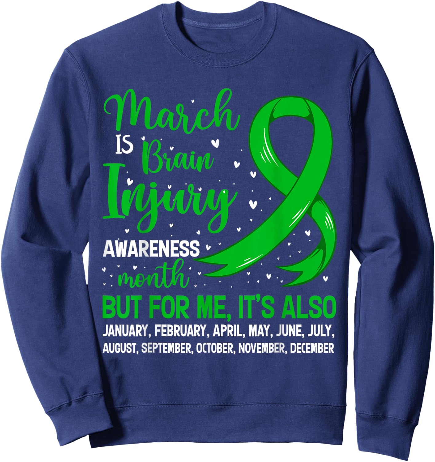 March Is Brain Injury Awareness Month Warrior Support Sweatshirt - Sweatshirt | Navy