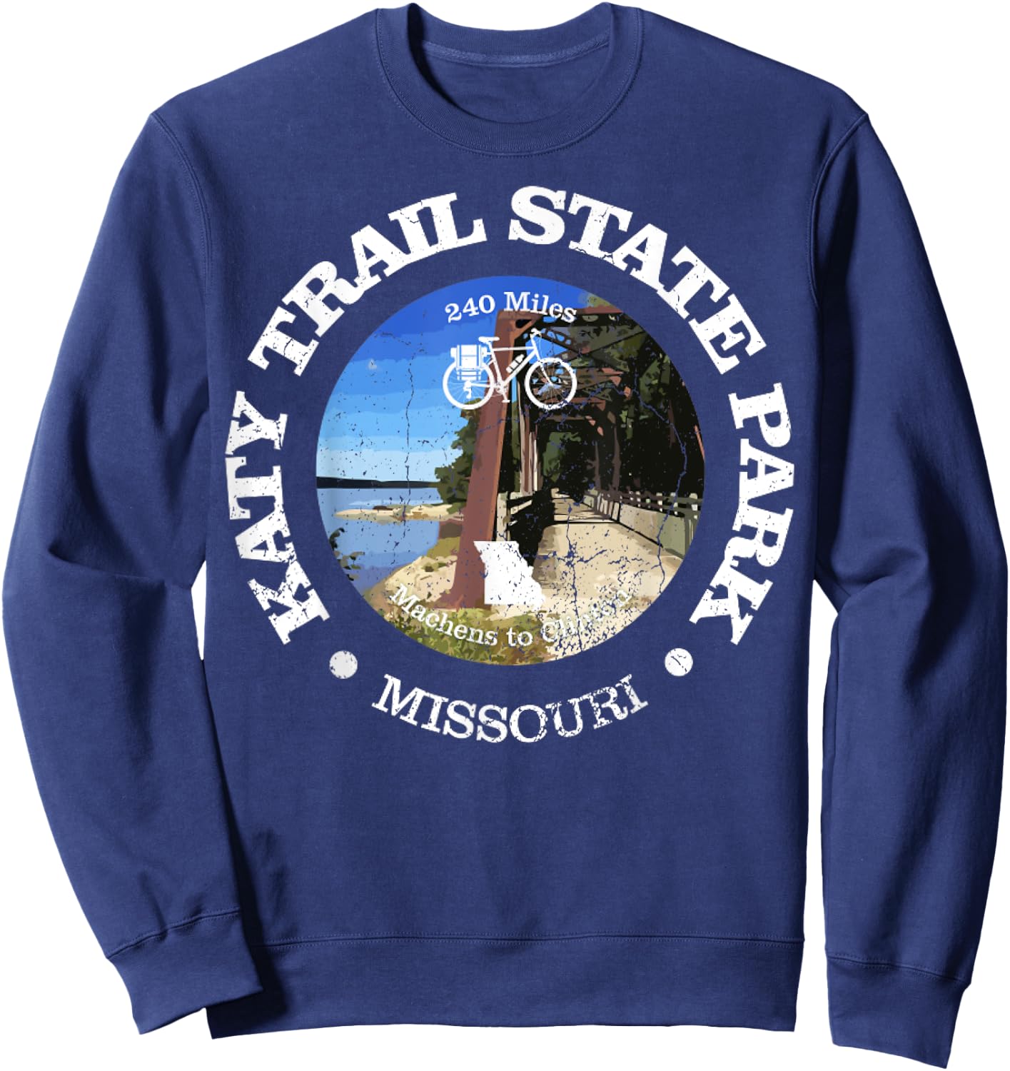 Vintage The Katy Trail State Park USA Missouri Retro Cycling Sweatshirt - Sweatshirt | Navy