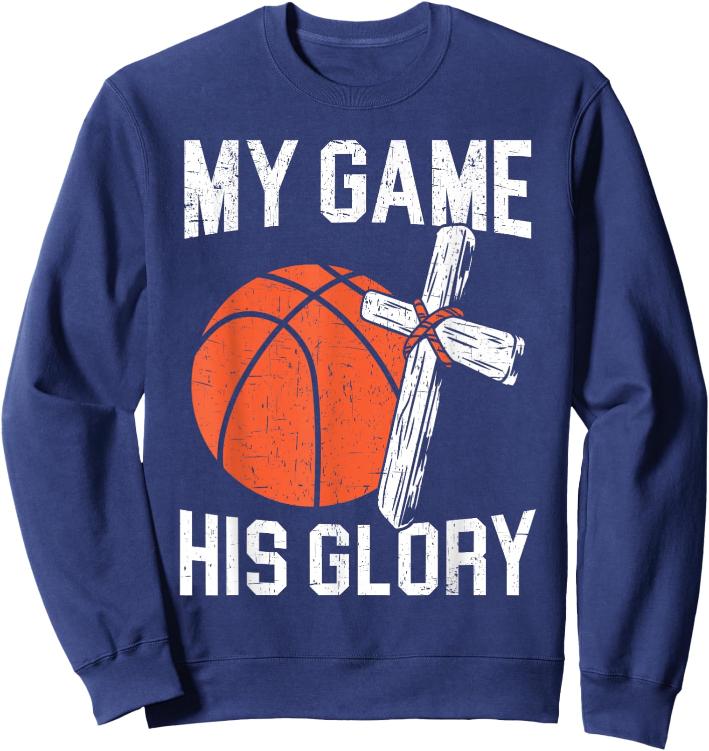 Basketball And Jesus Christ Christian Believer Hooper Sweatshirt - Sweatshirt | Navy