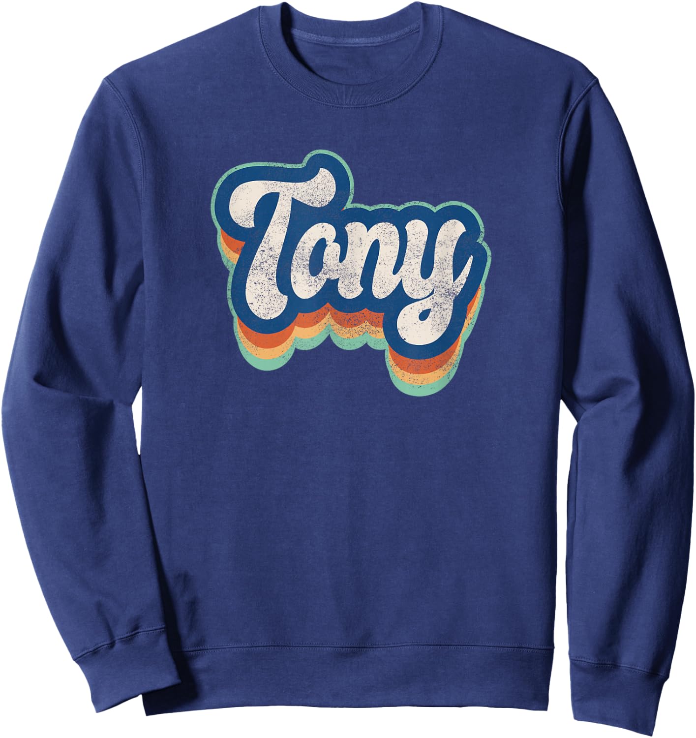 Tony First Name Boy Vintage Style 70s 80s Personalized Sweatshirt - Sweatshirt | Navy