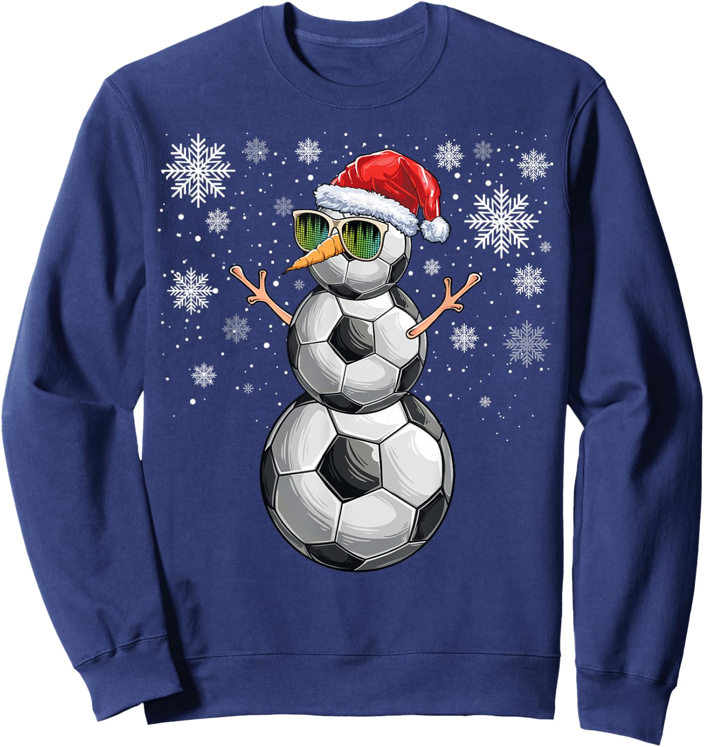 Snowman Soccer Ball Christmas Santa Boys Kids Sweatshirt - Sweatshirt | Navy