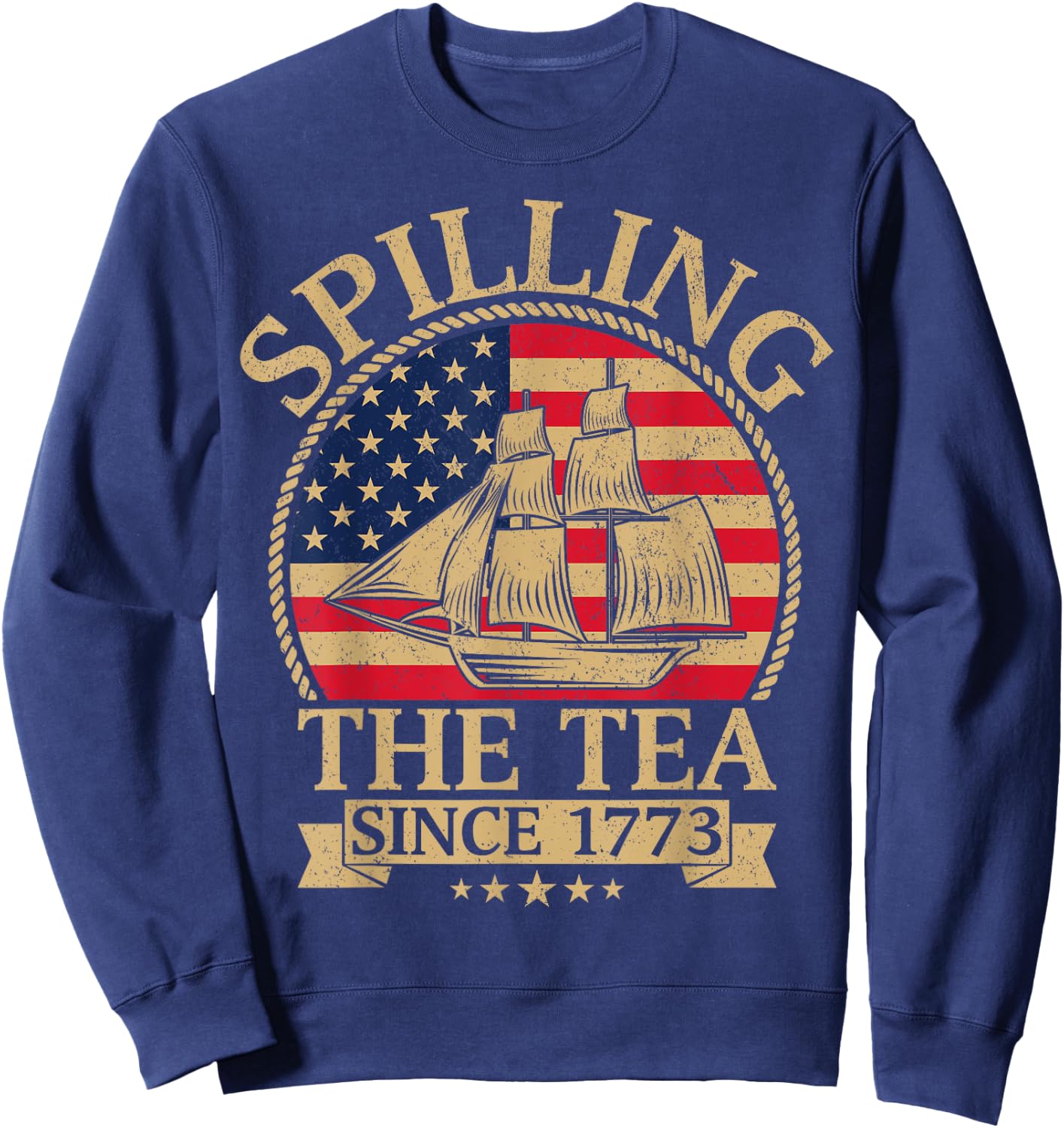 Spilling The Tea Since 1773 Vintage Us History Teacher Women Kids Sweatshirt - Sweatshirt | Navy