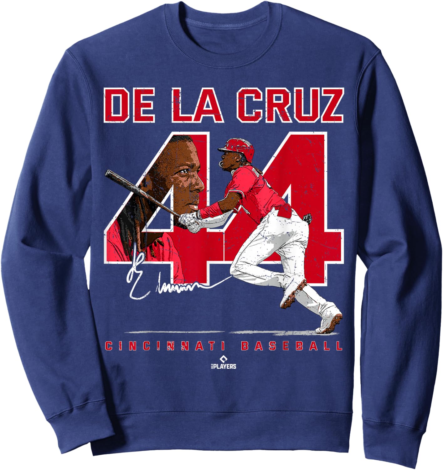 Number & Portrait Elly De La Cruz Cincinnati MLBPA Sweatshirt - Sweatshirt | Navy