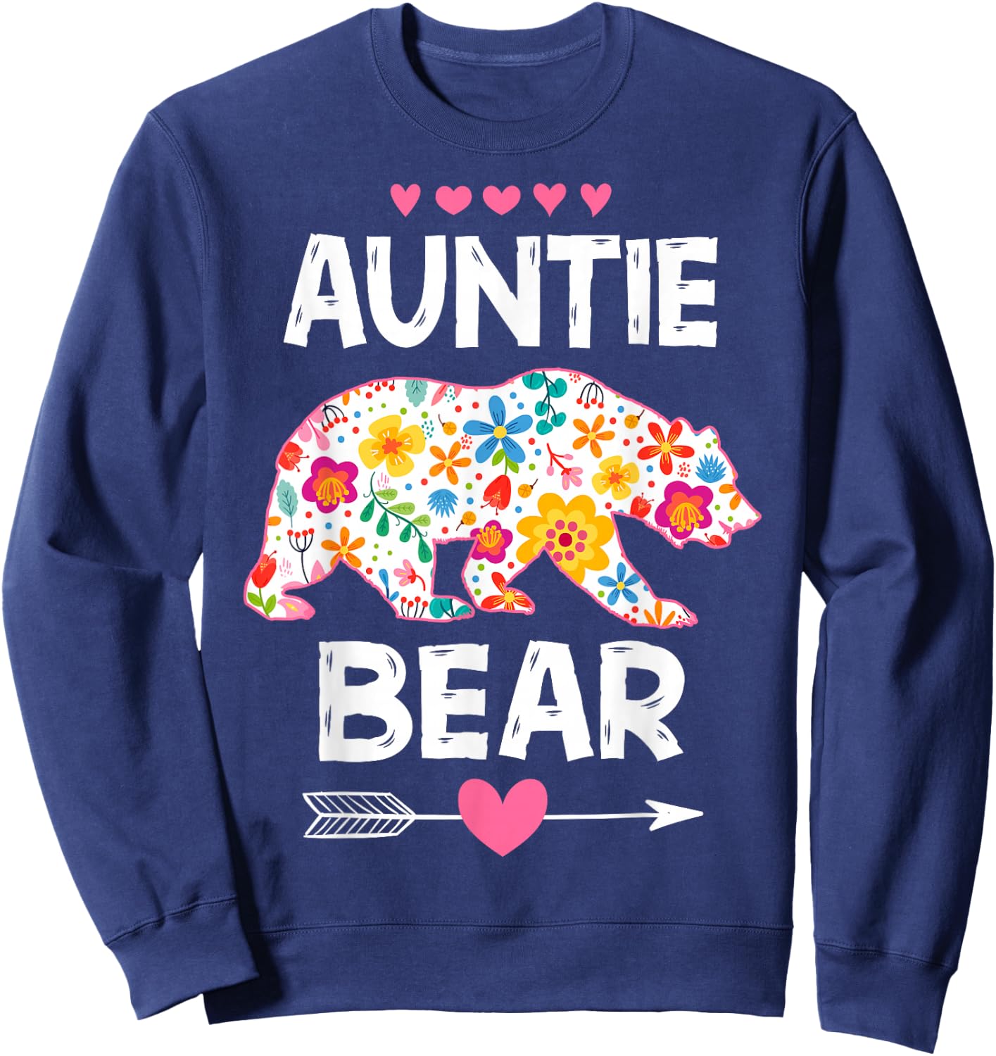 Auntie Bear Cute Floral Mother's Day Family Matching Party Sweatshirt - Sweatshirt | Navy