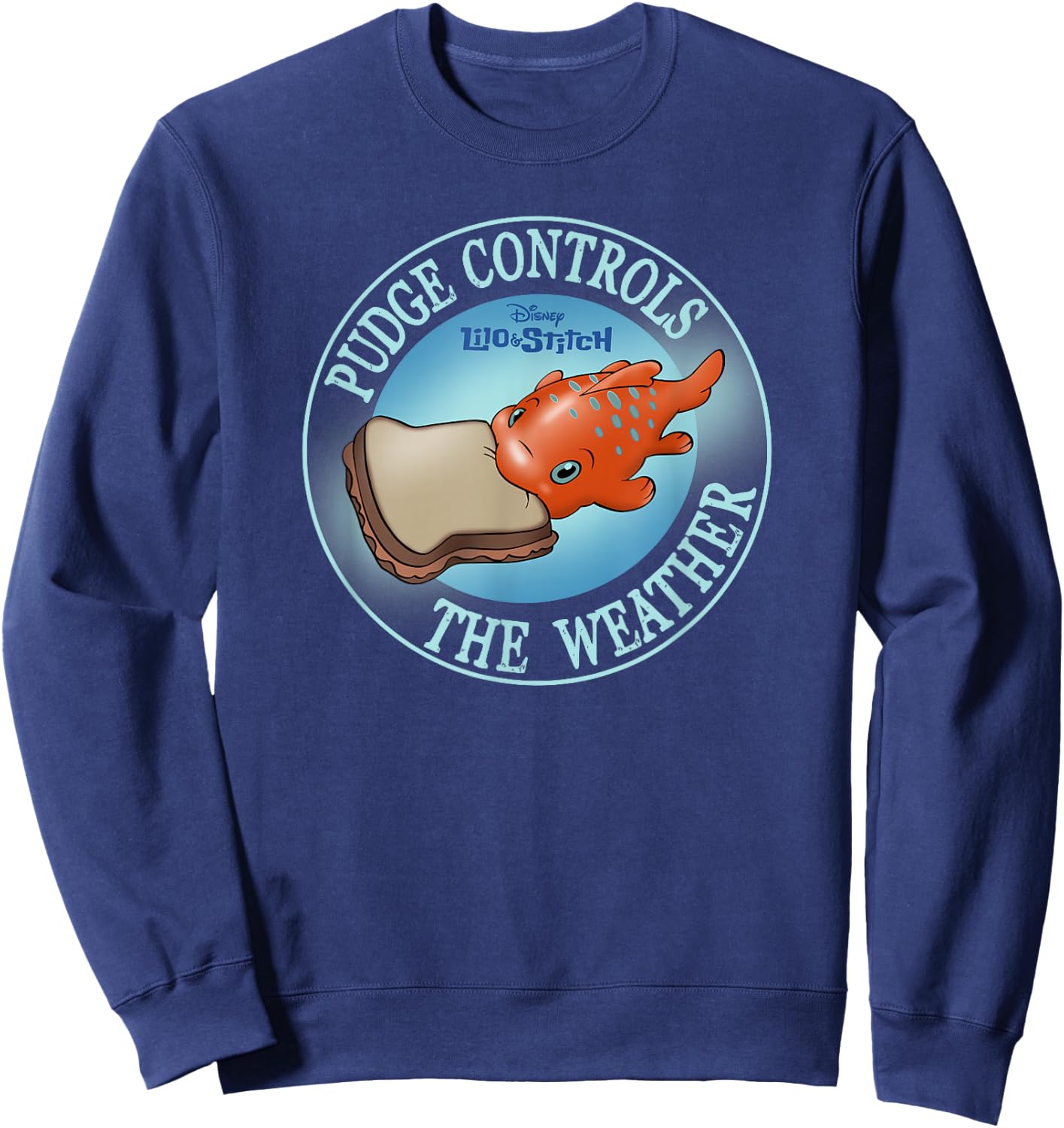 Disney Lilo & Stitch Pudge Controls The Weather Poster Sweatshirt - Sweatshirt | Navy