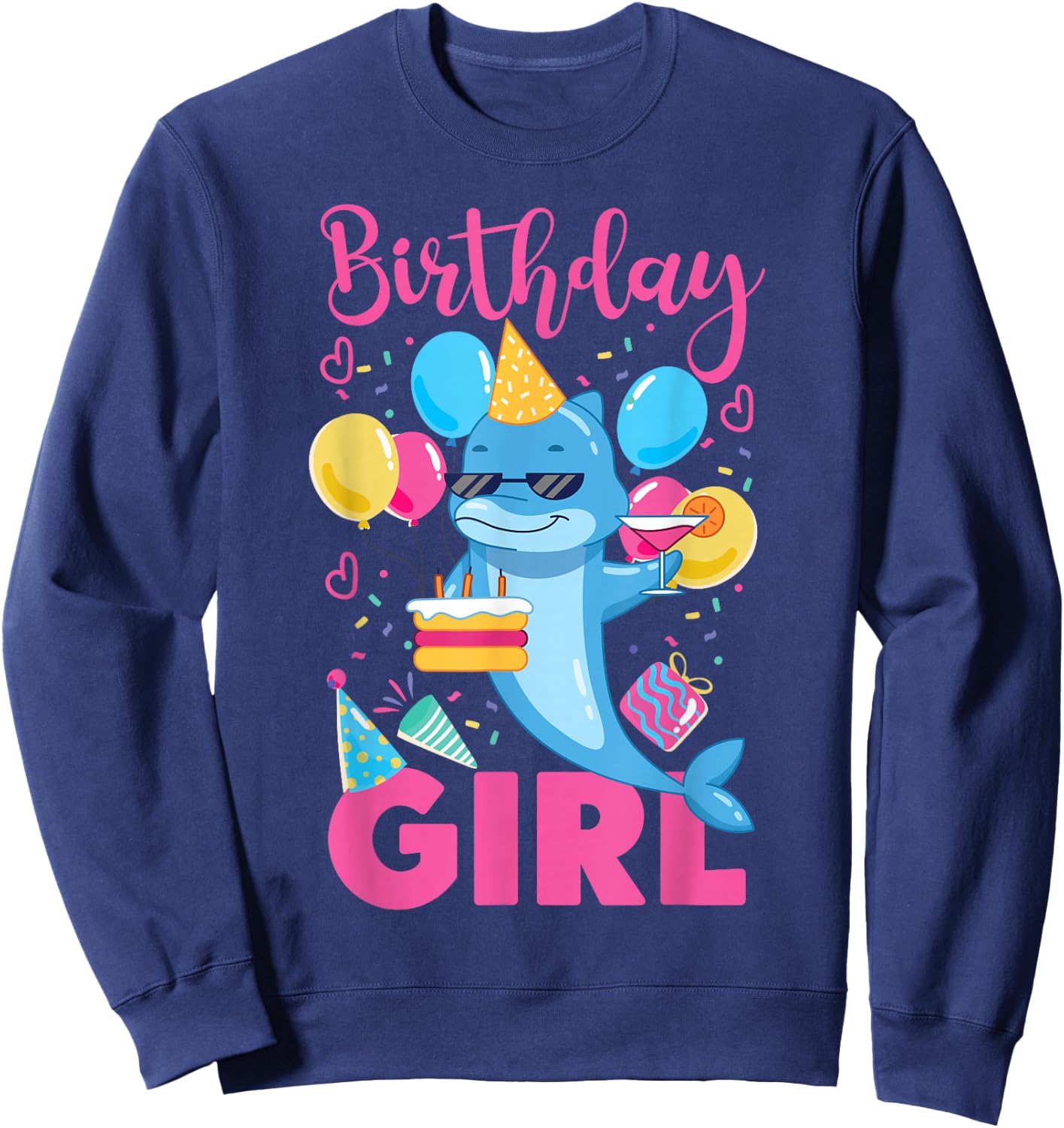 Dolphin Birthday Birthday Girl Sweatshirt - Sweatshirt | Navy