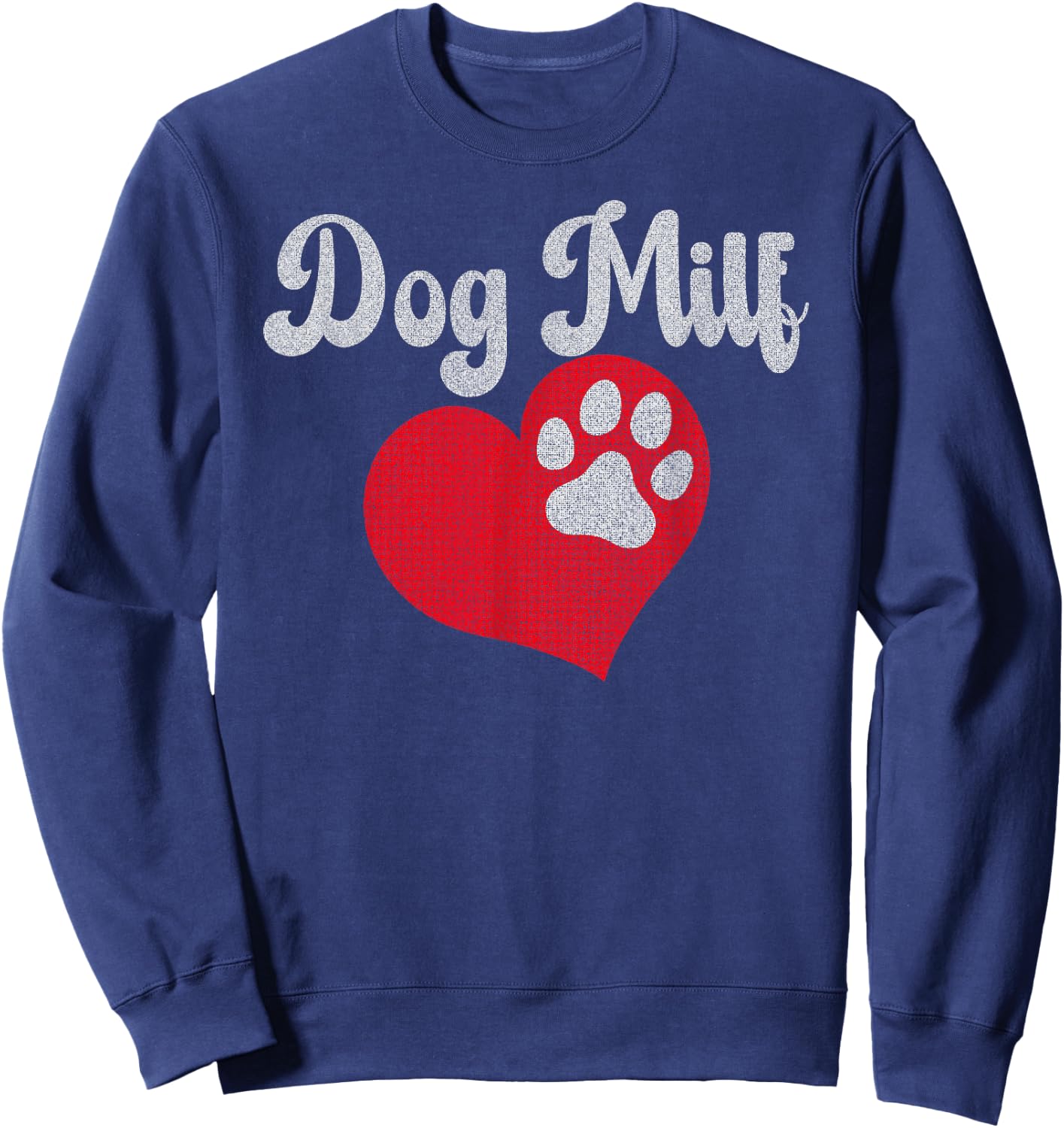 Vintage Dog Milf Cute Red Heart Dog Paw Dog Mom Sweatshirt - Sweatshirt | Navy
