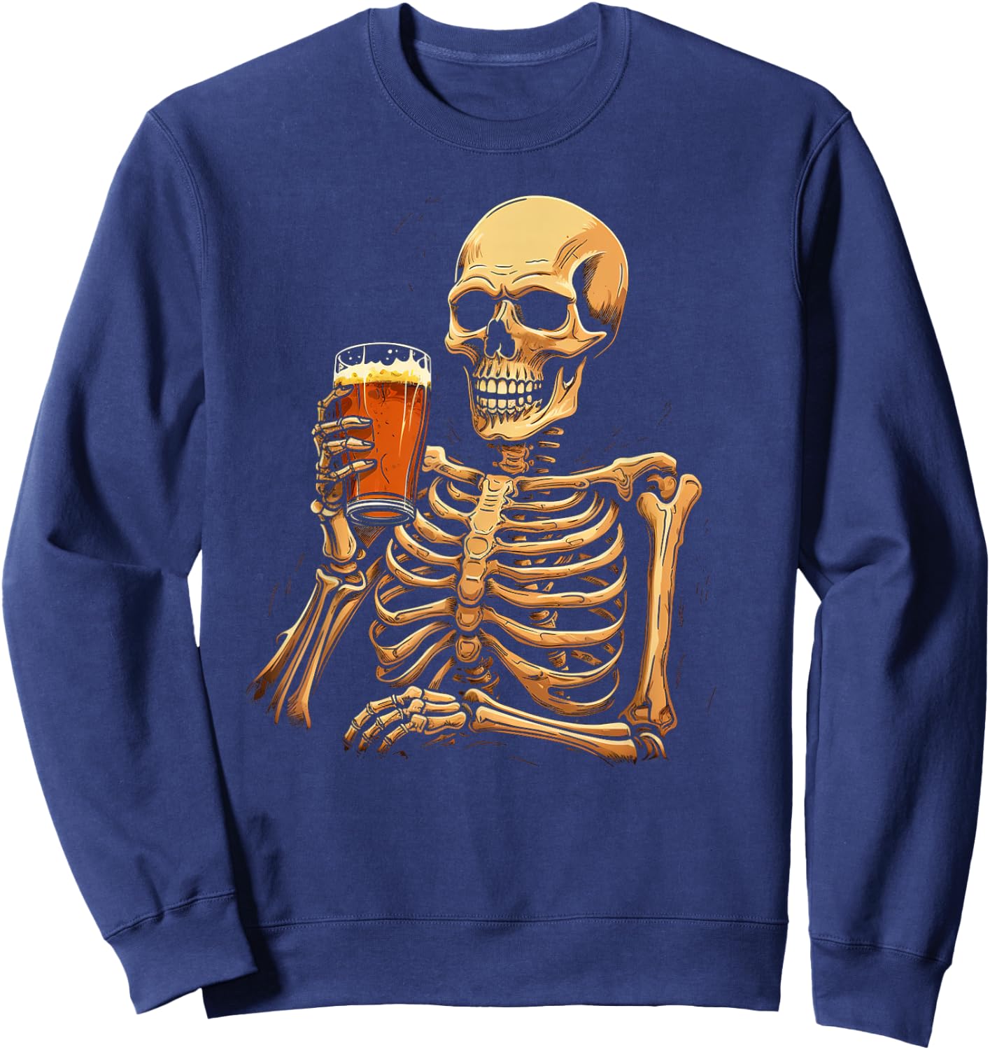Skeleton Drinking Beer Sweatshirt - Sweatshirt | Navy
