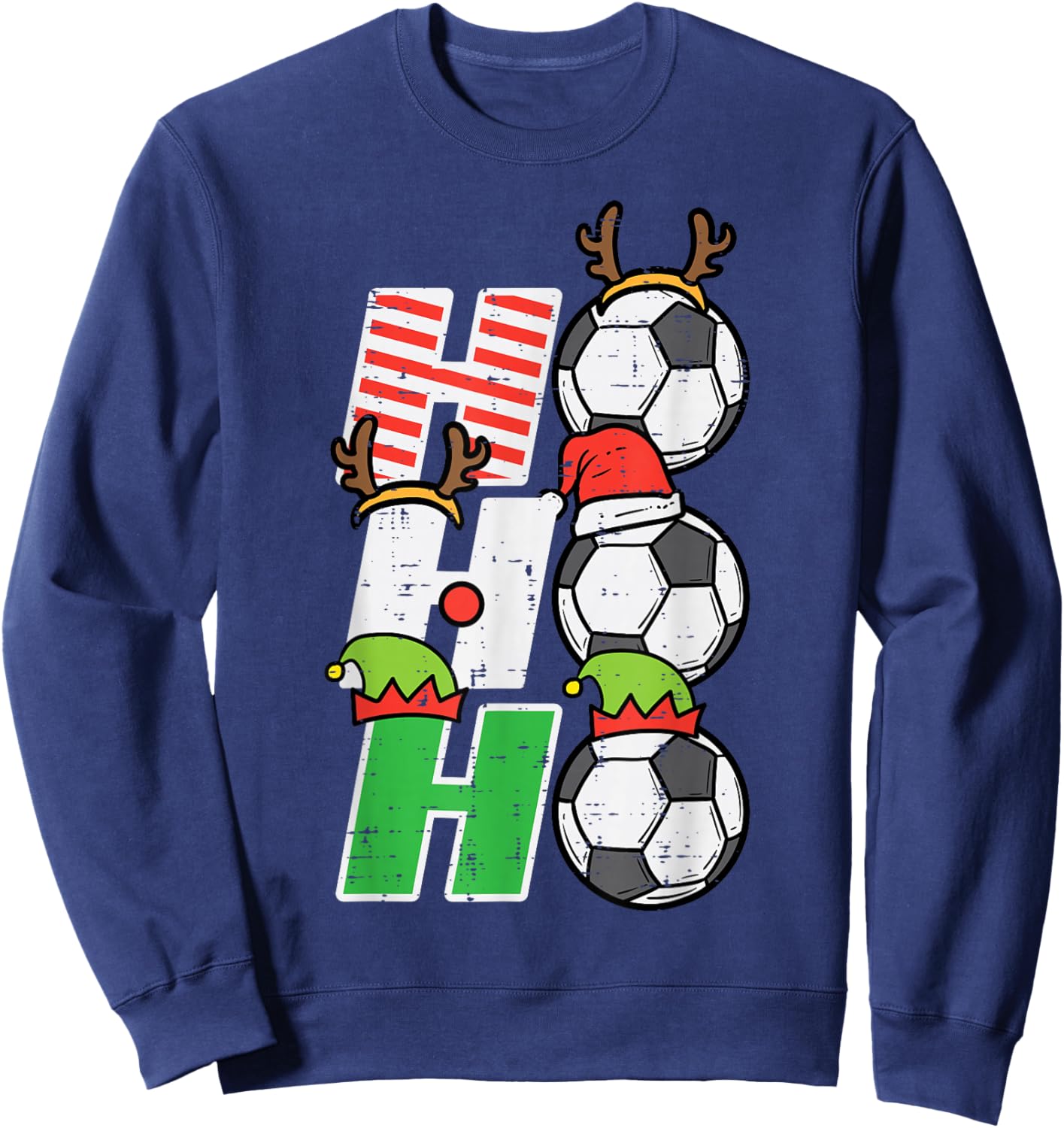 Christmas Football Ho Ho Ho Soccer Xmas Sport Men Women Kids Sweatshirt - Sweatshirt | Navy