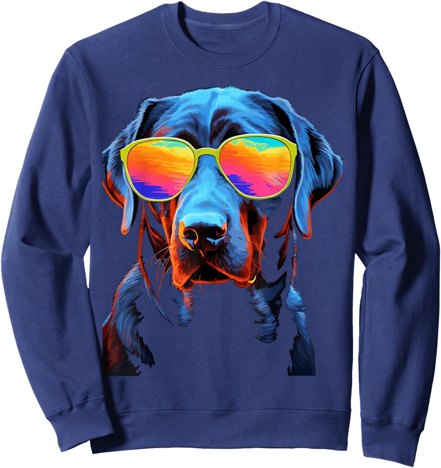 Labrador Retriever Dog with Sunglasses Women Kids Sweatshirt - Sweatshirt | Navy