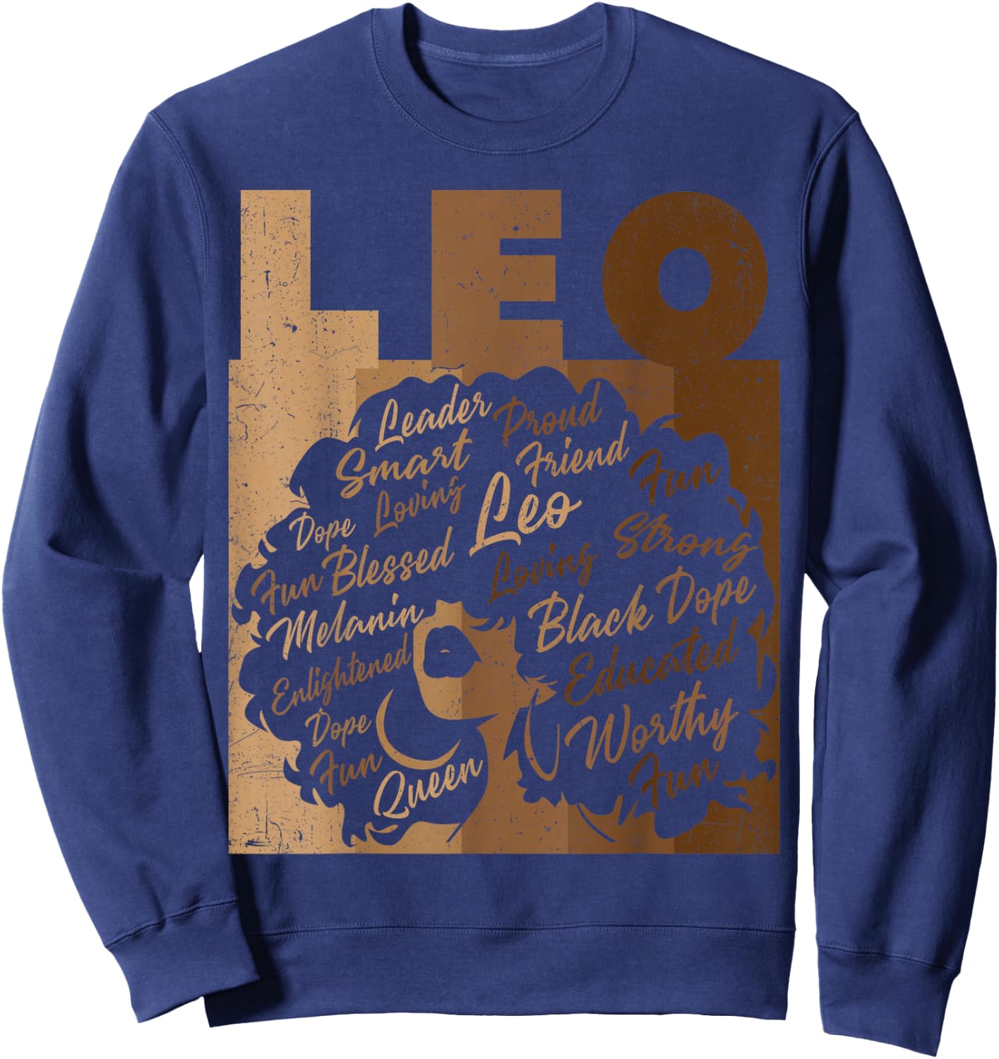 Leo Girl African American Women Melanin Birthday Sweatshirt - Sweatshirt | Navy