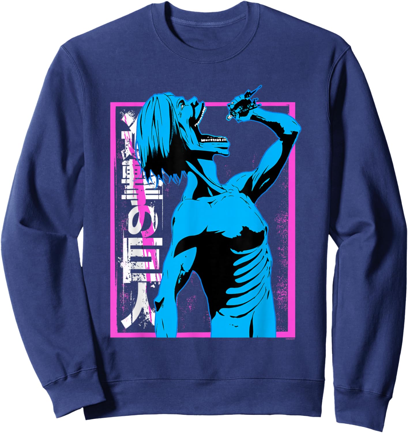 Attack on Titan Colorful Titan Eating Anime Sweatshirt - Sweatshirt | Navy