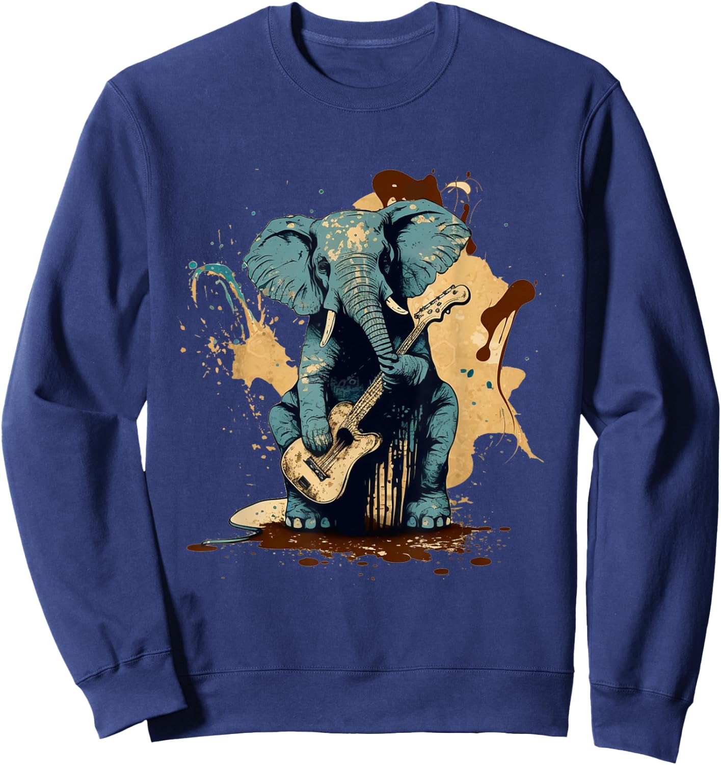 Rock & Roll Elephant playing a guitar Sweatshirt - Sweatshirt | Navy