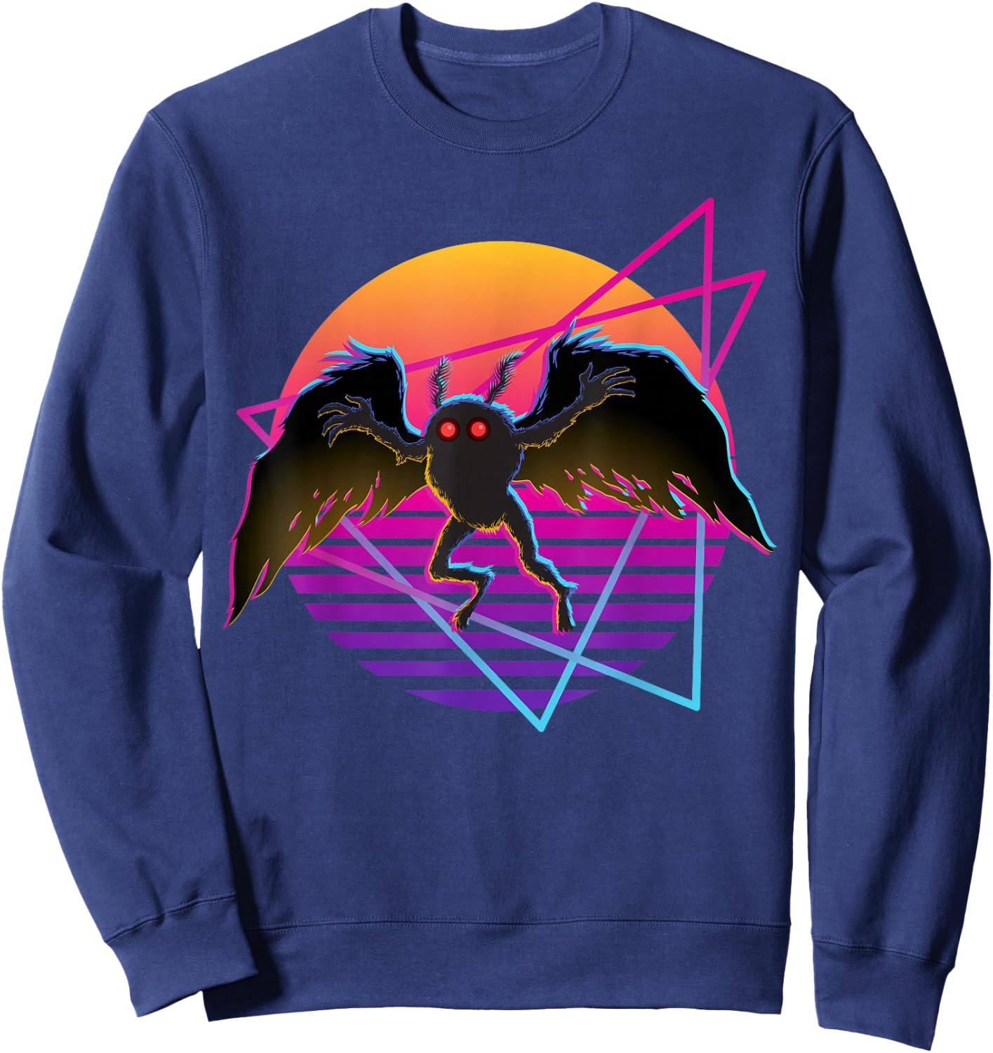 80s Mothman Retro 70s Monster Creepy Folklore Cryptid Sweatshirt - Sweatshirt | Navy