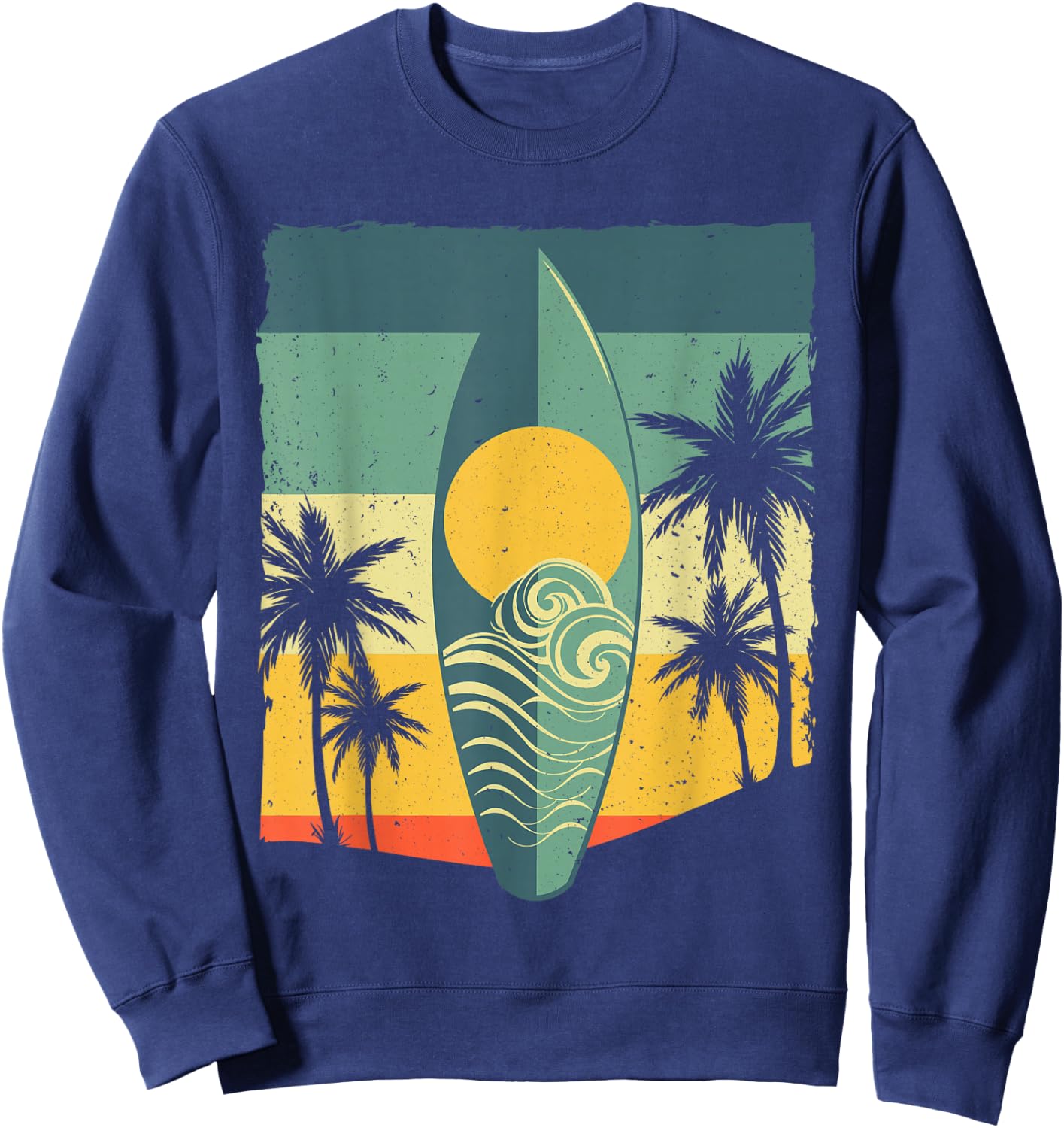 Cool Surfboard Women Surfer Retro Surf Sunset Beach Sweatshirt - Sweatshirt | Navy