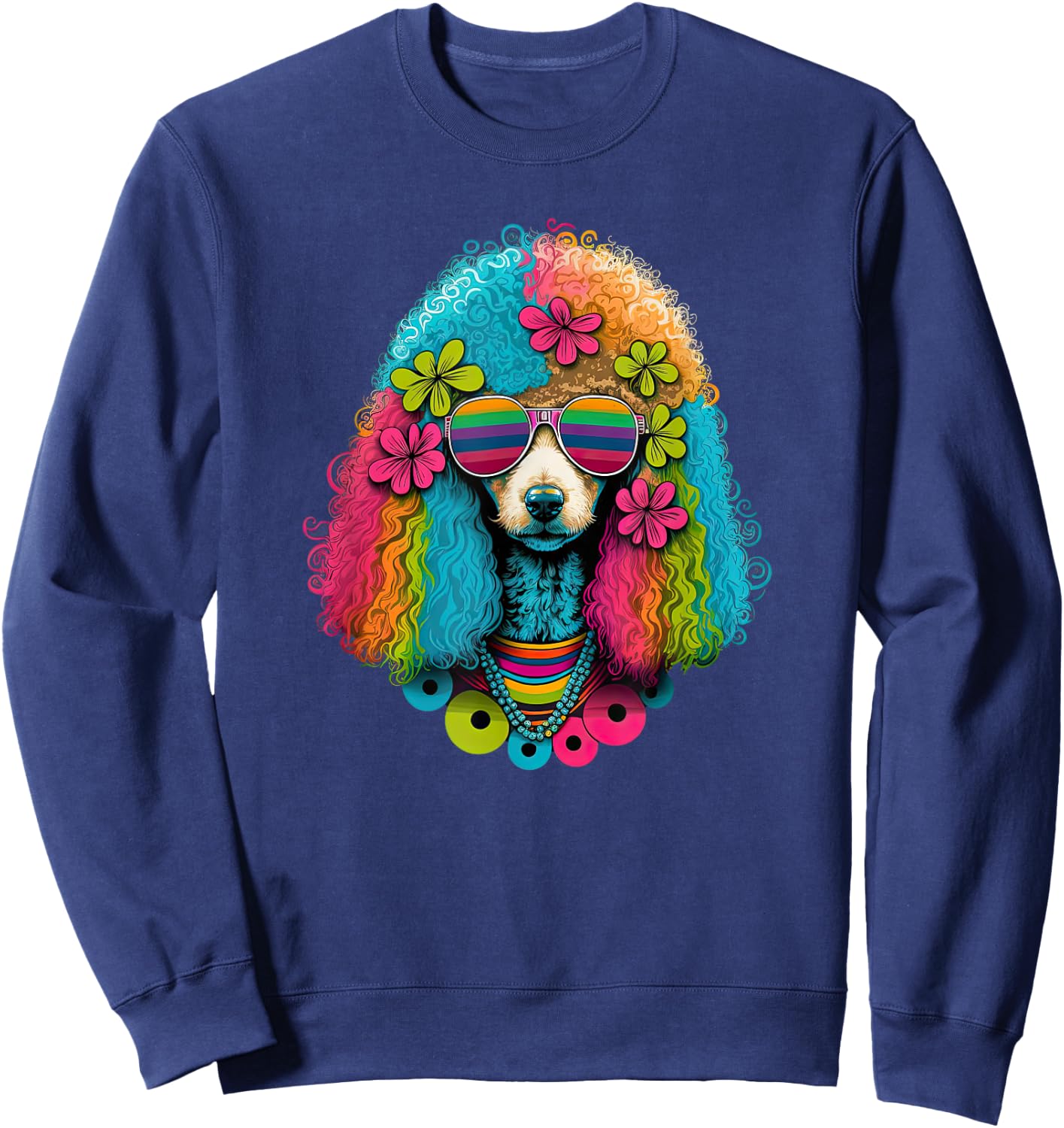 Funny Poodle Dog Miniature Poodle Toy Poodle Hippie Women Girls Kids Sweatshirt - Sweatshirt | Navy