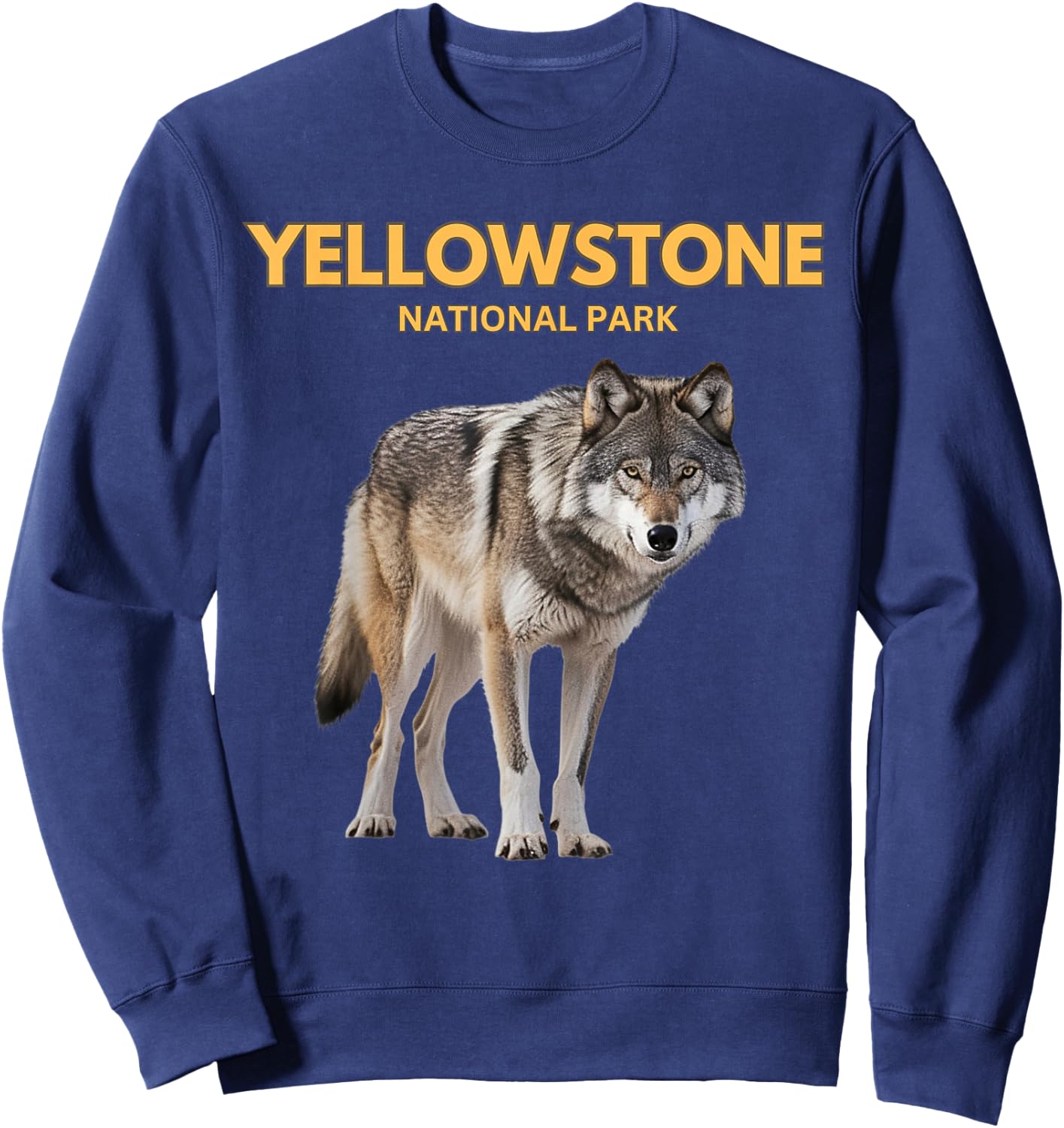 Yellowstone National Park Beautiful Wolf Sweatshirt - Sweatshirt | Navy